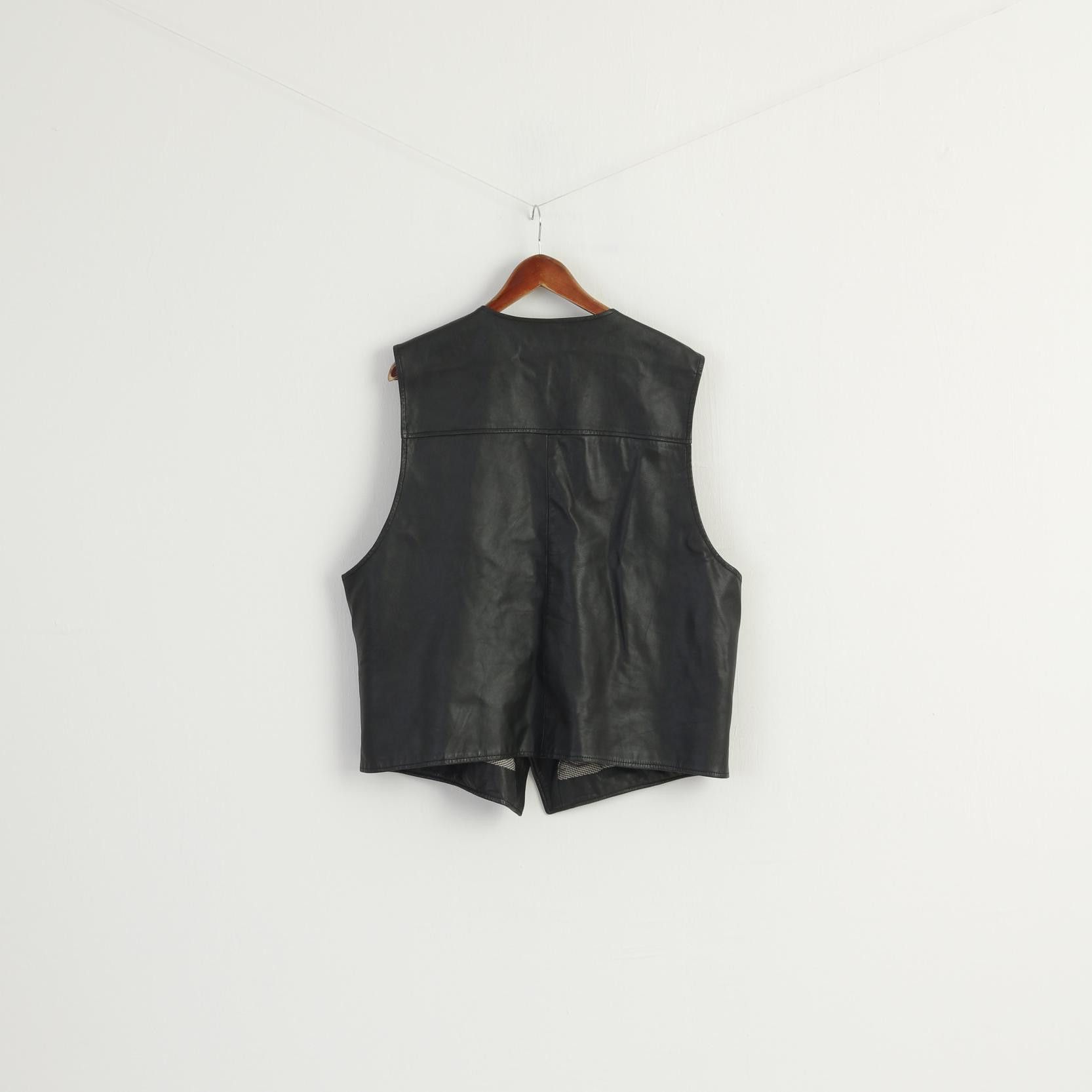 Vintage Vintage Men XL Waistcoat Black Soft Leather 8822 Size US XL / EU 56 / 4 - 5 Thumbnail