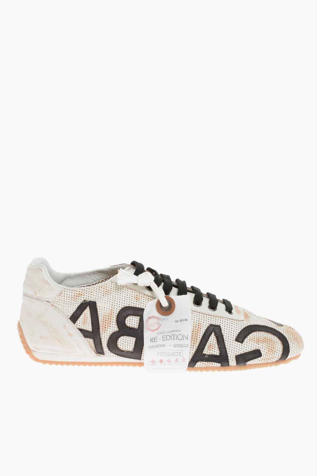 image of Dolce Gabbana Og1Mm0424 Leather Mesh Low-Top Sneakers In Beige, Men's (Size 9)
