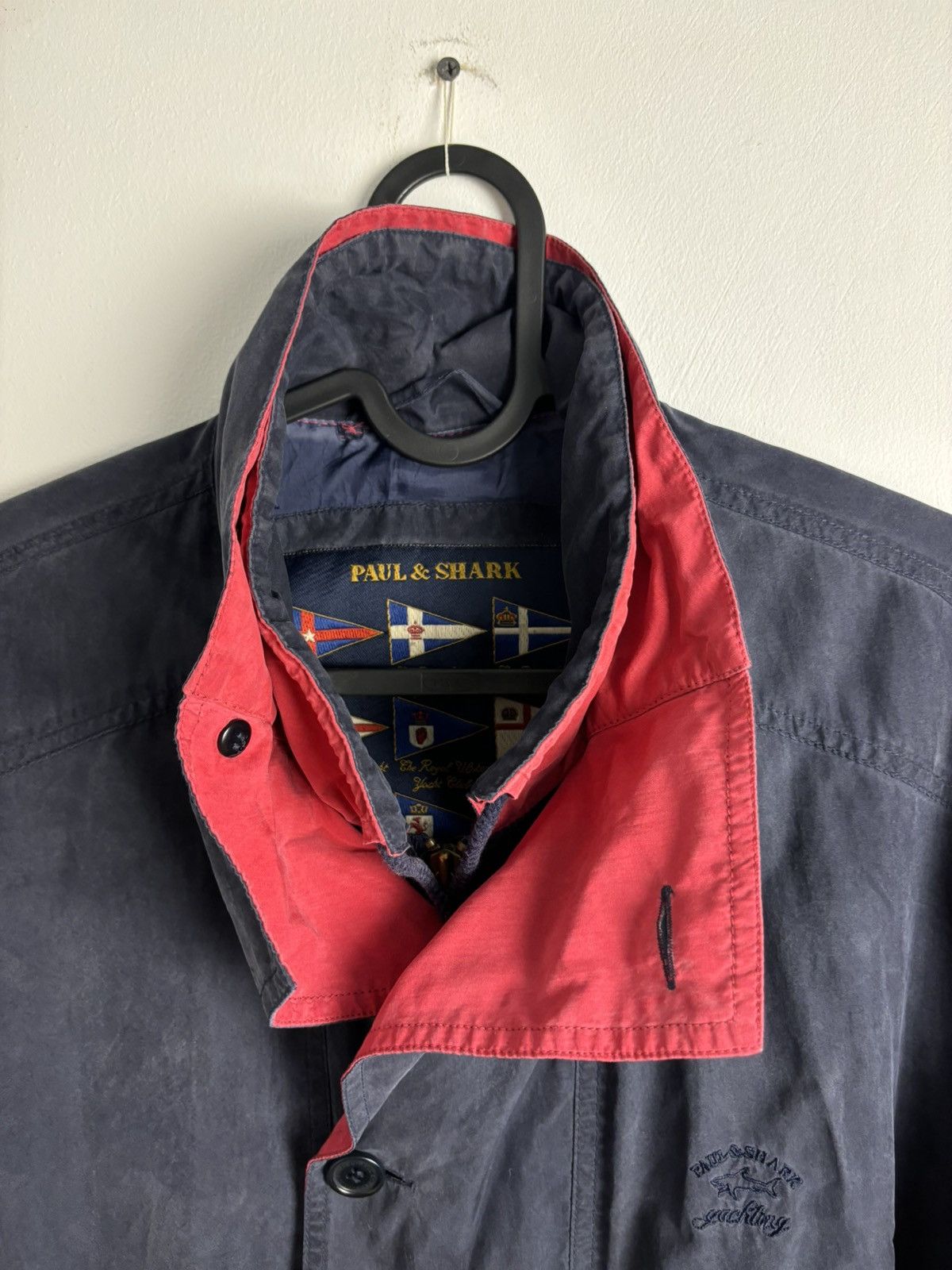 Japanese Brand × Paul & Shark × Vintage Vintage 80s Paul Shark Silk Windstopper Navy Coat Size US M / EU 48-50 / 2 - 3 Thumbnail