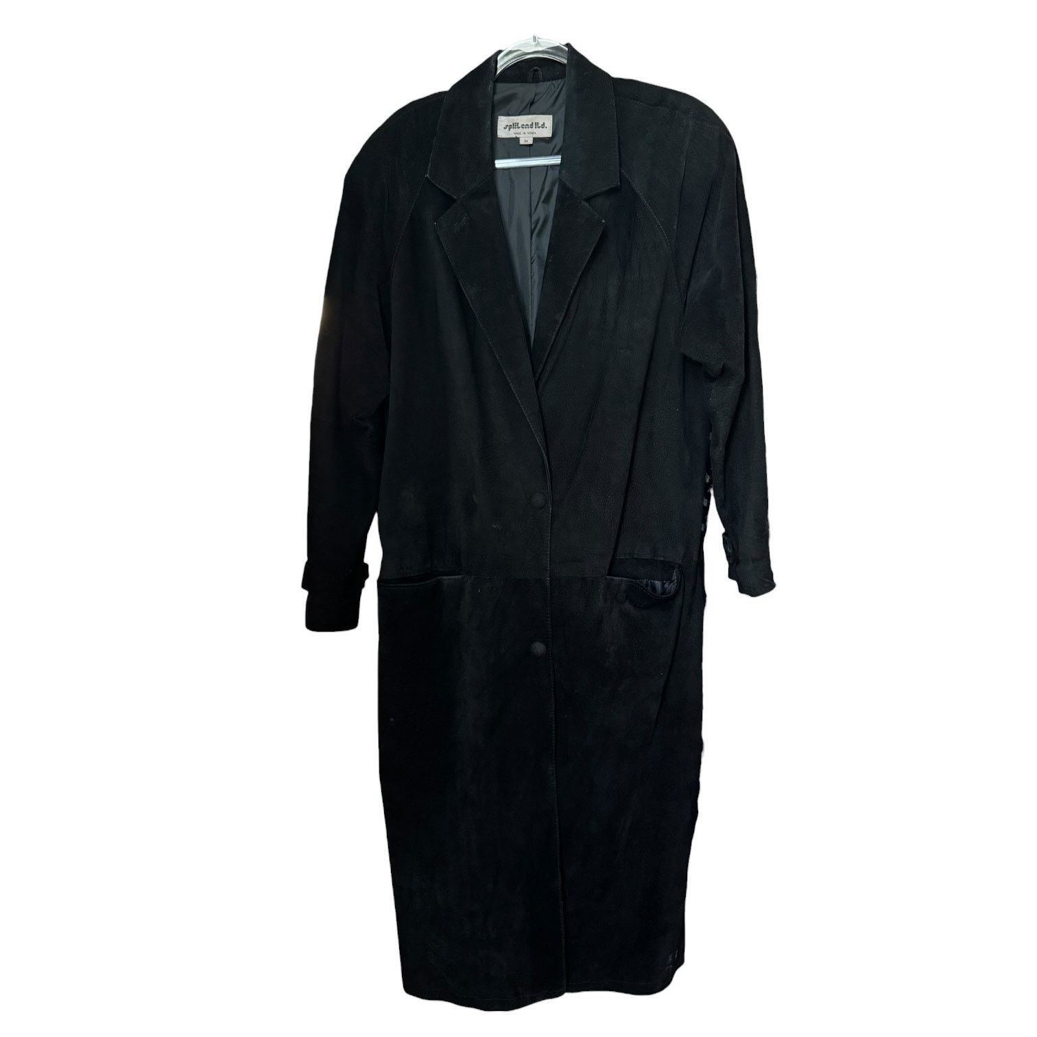 Vintage 90s Split End Ltd Black Suede Leather Long Coat Minimalist M Size M / US 6-8 / IT 42-44 - 22 Thumbnail
