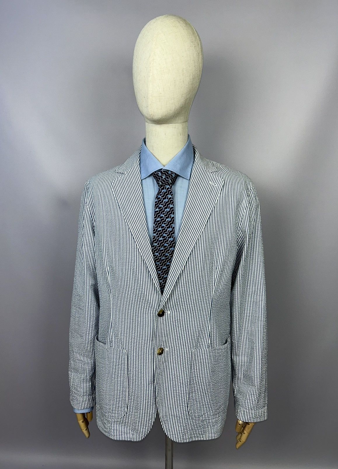 Designer × Lardini LARDINI Egama Striped Cotton Unlined Blazer Jacket Size EU56 Size 46R - 6 Thumbnail