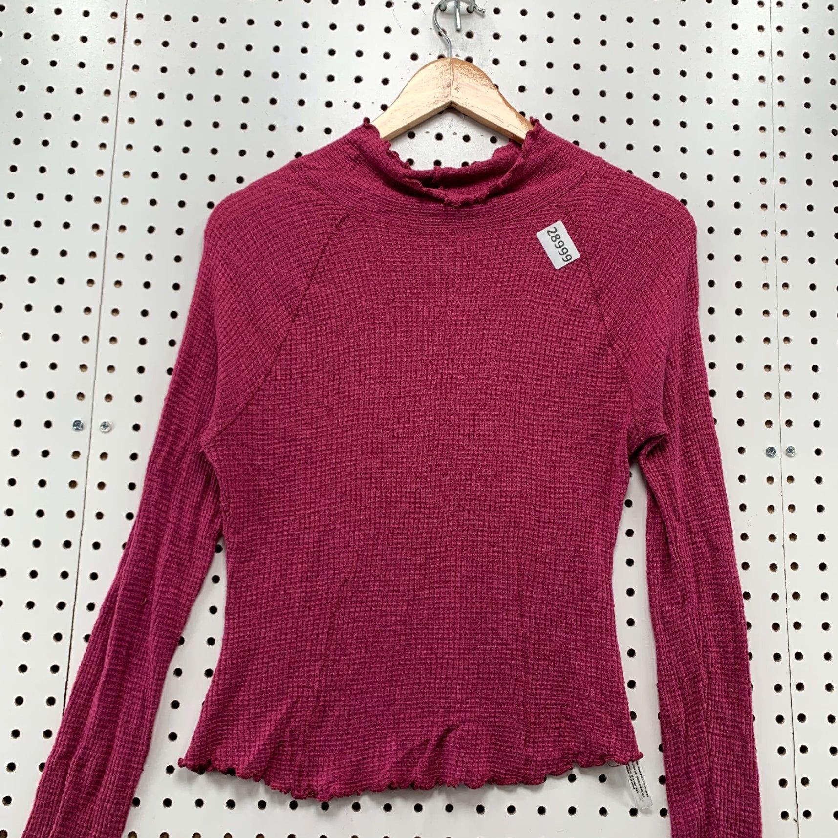Free People Free People Waffle Knit Thermal Top Womens M Pink Long Sleeve Mock Neck Shirt Size M / US 6-8 / IT 42-44 - 2 Thumbnail