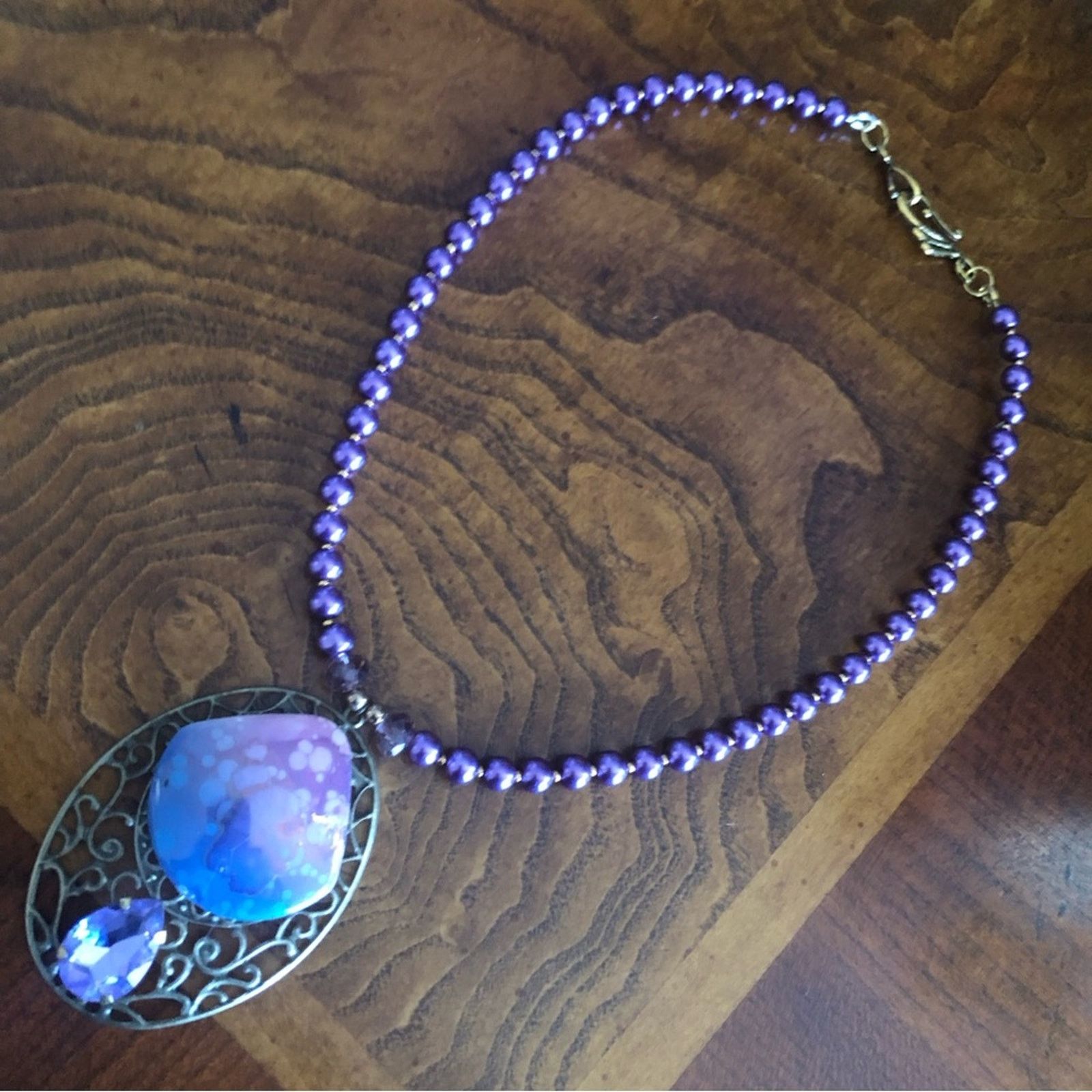 Handmade Handcrafted repurpose ombré porcelain Pearl necklace Size ONE SIZE - 10 Thumbnail