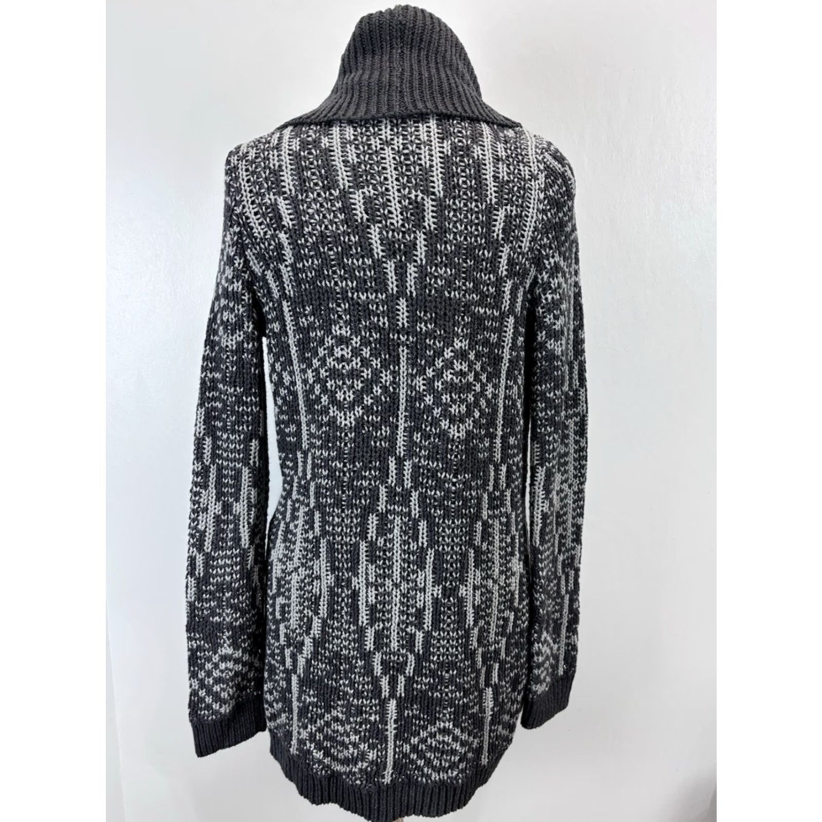Talbots Talbots Cardigan Women Small Grey Silver Open Shawl Collar Knit Sweater Fair Isle Long Sleeve Casual Fall Winter Spring Womens Size S / US 4 / IT 40 - 3 Thumbnail
