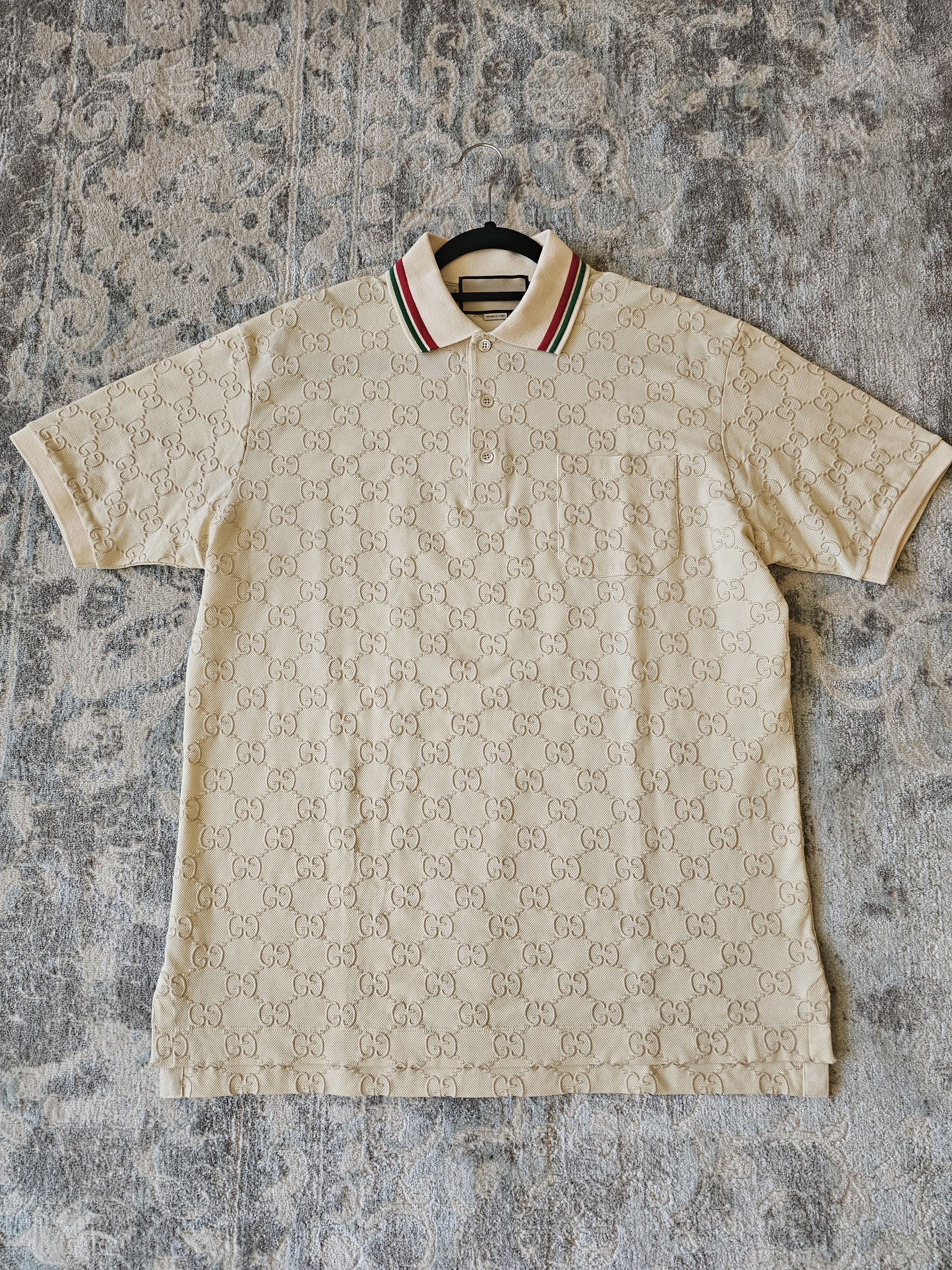 Gucci Gucci Men's Love Parade Monogrammed Cream Polo Shirt Size US L / EU 52-54 / 3 - 6 Thumbnail