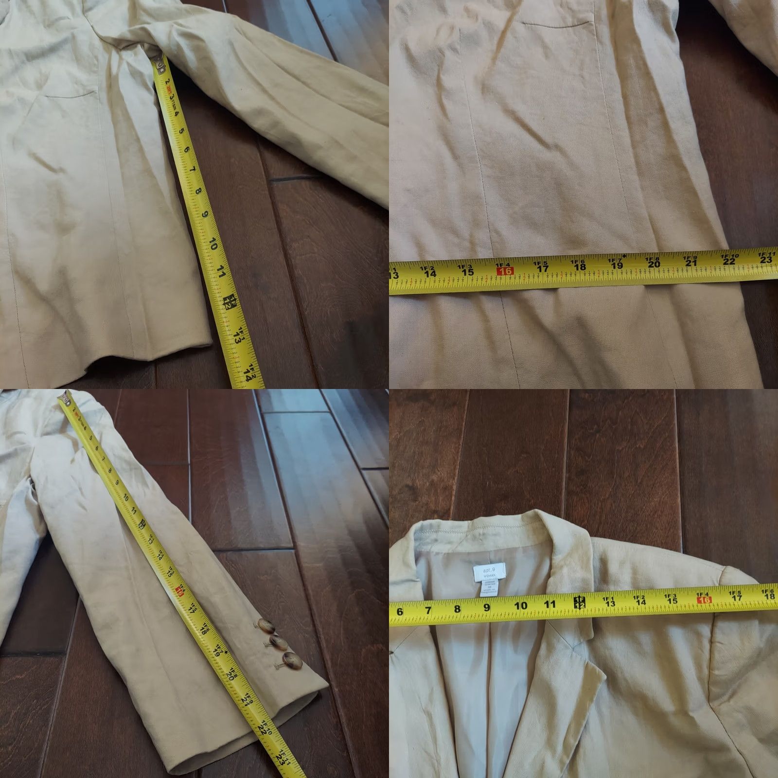 Apt. 9 Apt. 9 Blazer Shirt Floral Beige Linen Blend Stretch Long Sleeve 18 Women Womens 18 Blazer Size XXL / US 16-18 / IT 52-54 - 9 Thumbnail