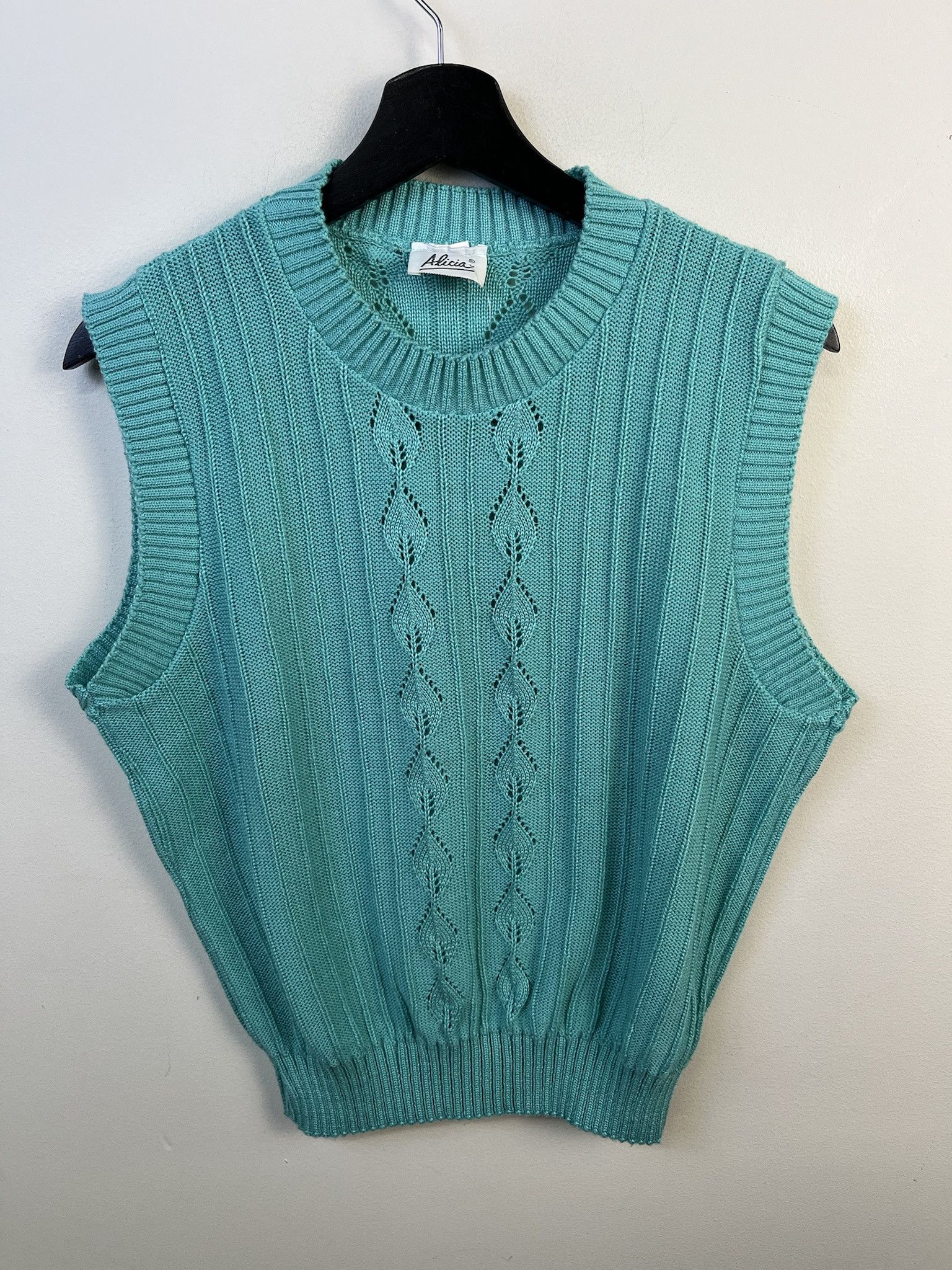 Other Vintage Knit Sweater 1990s Knit Ribbed Seafoam Knit Vest Size S Size US S / EU 44-46 / 1 - 1 Thumbnail