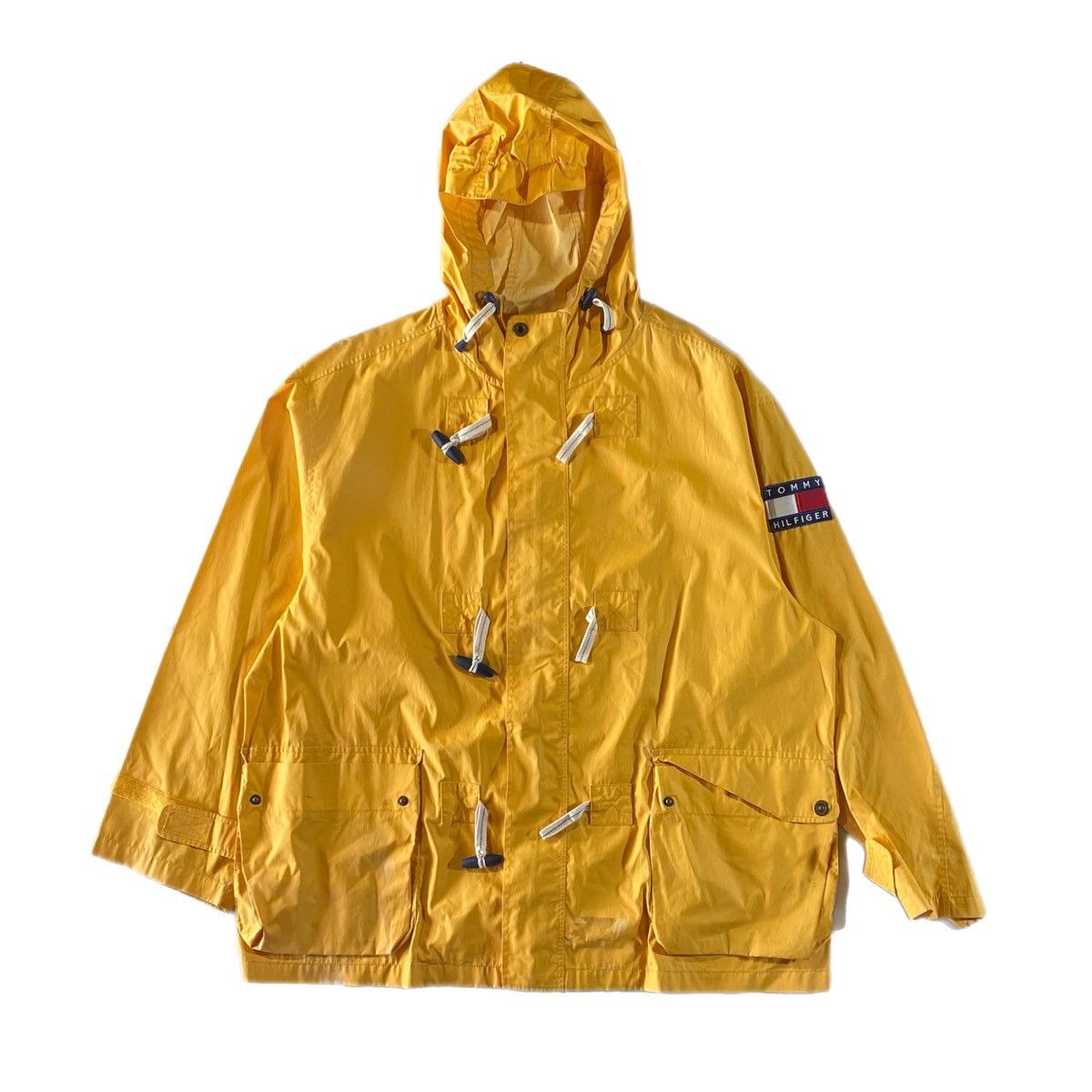 image of Tommy Hilfiger Rain Coat Jacket Toggles in Yellow, Men's (Size XL)