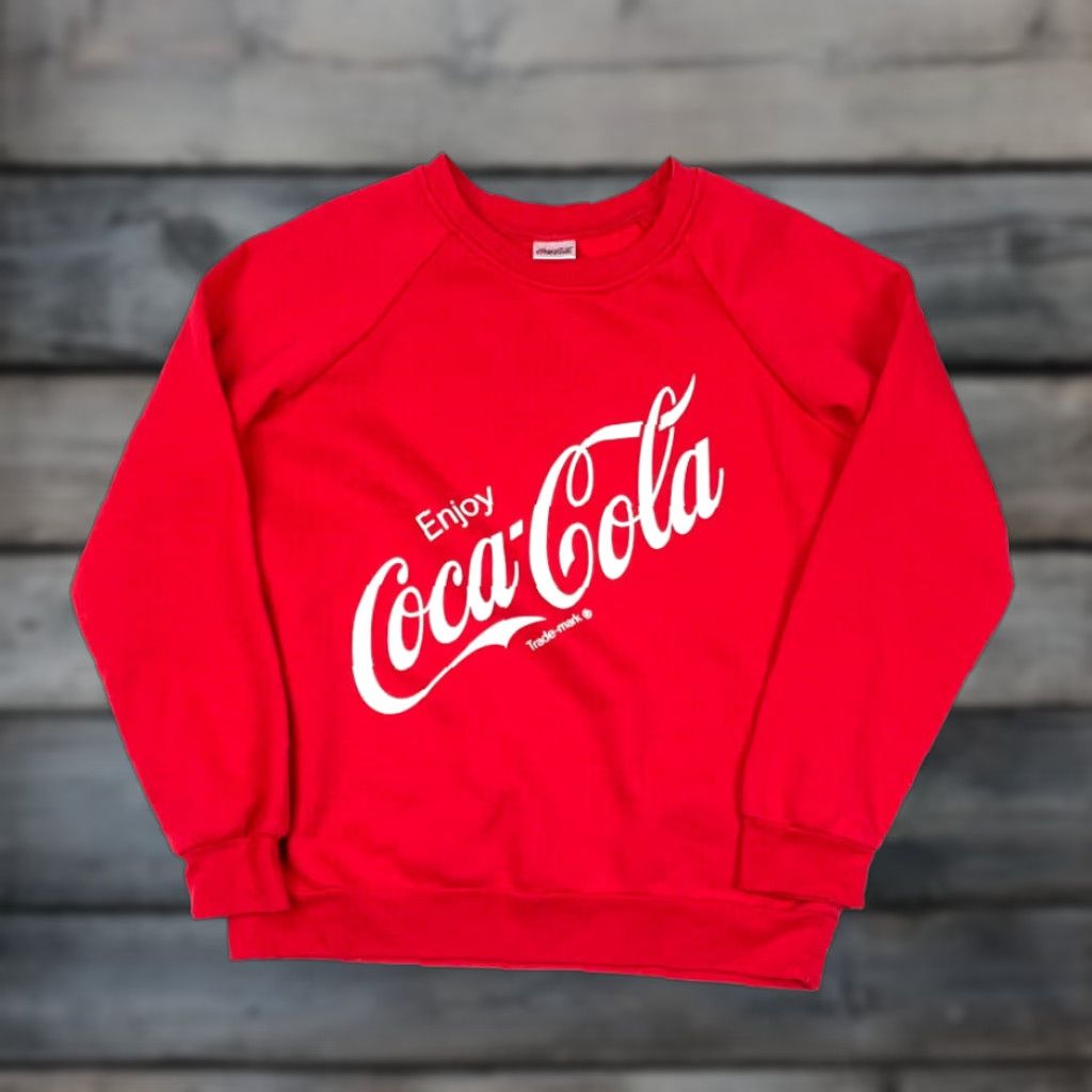 Vintage Coca-Cola Red Graphic Print Pullover Sweatshirt Raglan Long Sleeve Men's Small Retro Size US S / EU 44-46 / 1 - 1 Thumbnail