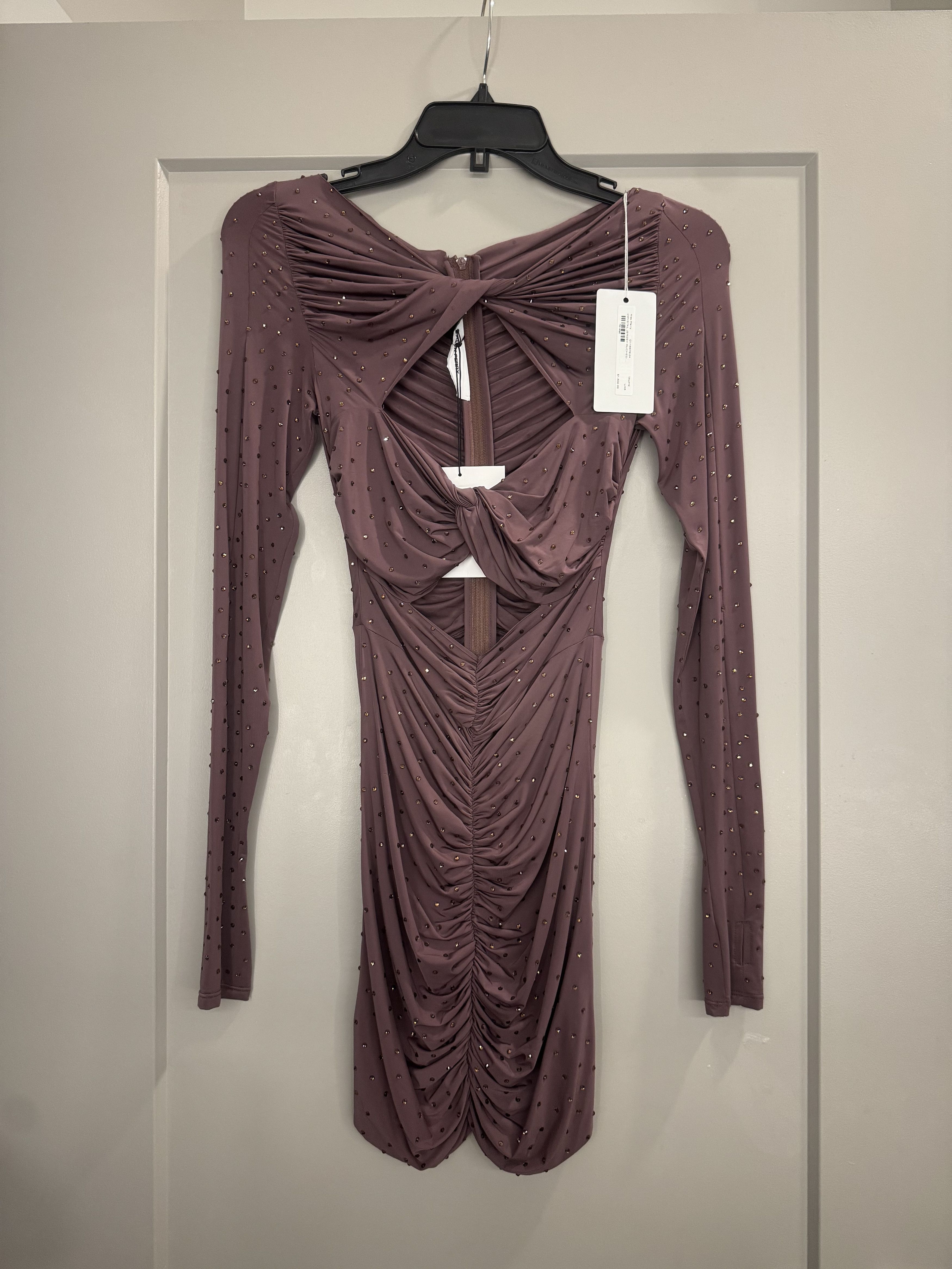 Alex Perry Crystal Jersey Ruched Mini Dress Size S / US 4 / IT 40 - 2 Thumbnail