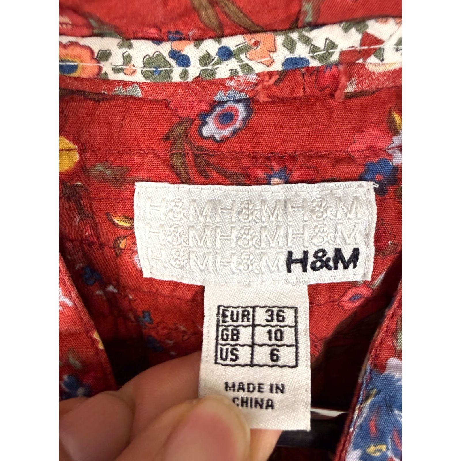 H&M H&M Jacket Womens 6 Blue Denim Floral Quilted Trim Boho Festival Hippie Peplum Open Front NWT Jacket Size M / US 6-8 / IT 42-44 - 5 Thumbnail