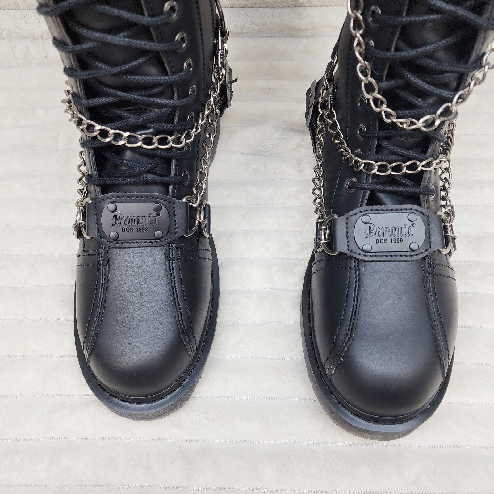Other DEMONIA Bolt 415 Goth Combat Biker Knee Boots Black Matte Me Size US 7 / EU 40 - 5 Thumbnail