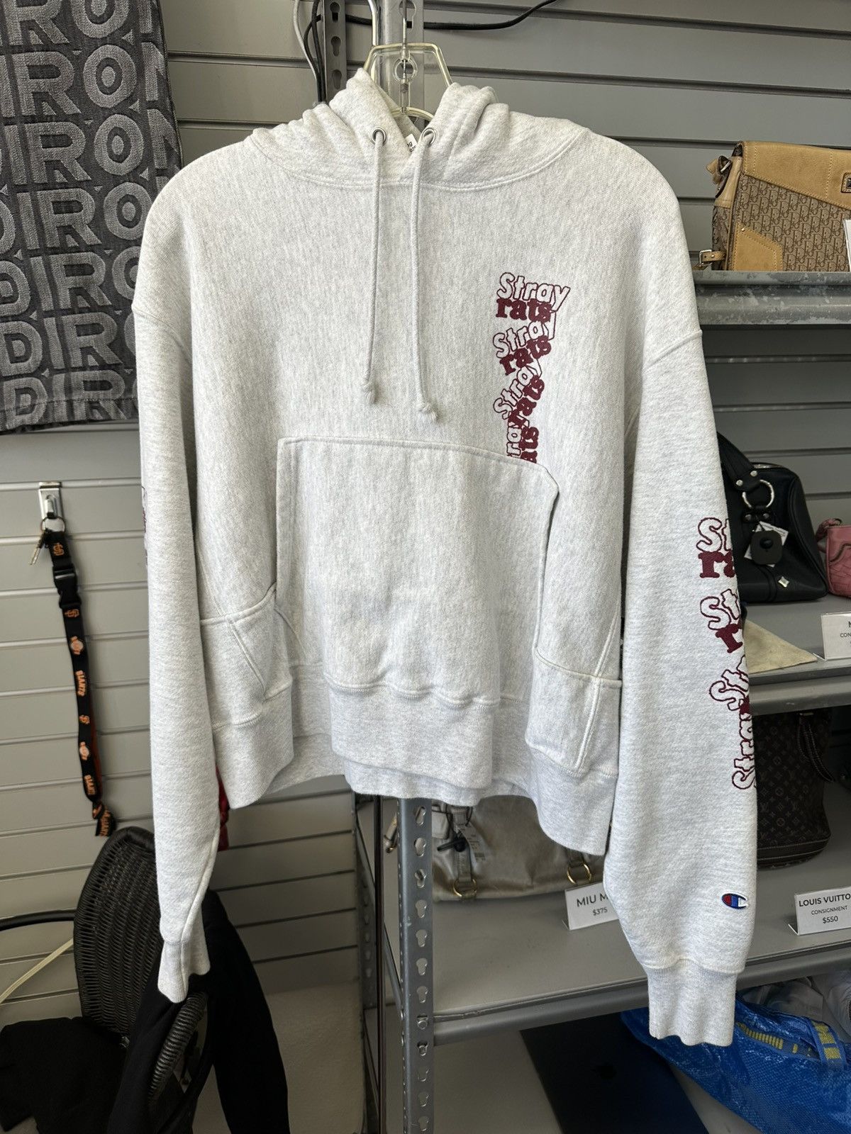 Stray Rats STRAY RATS STAGGERED LOGO HOODIE LARGE GRAY Size US L / EU 52-54 / 3 - 1 Thumbnail