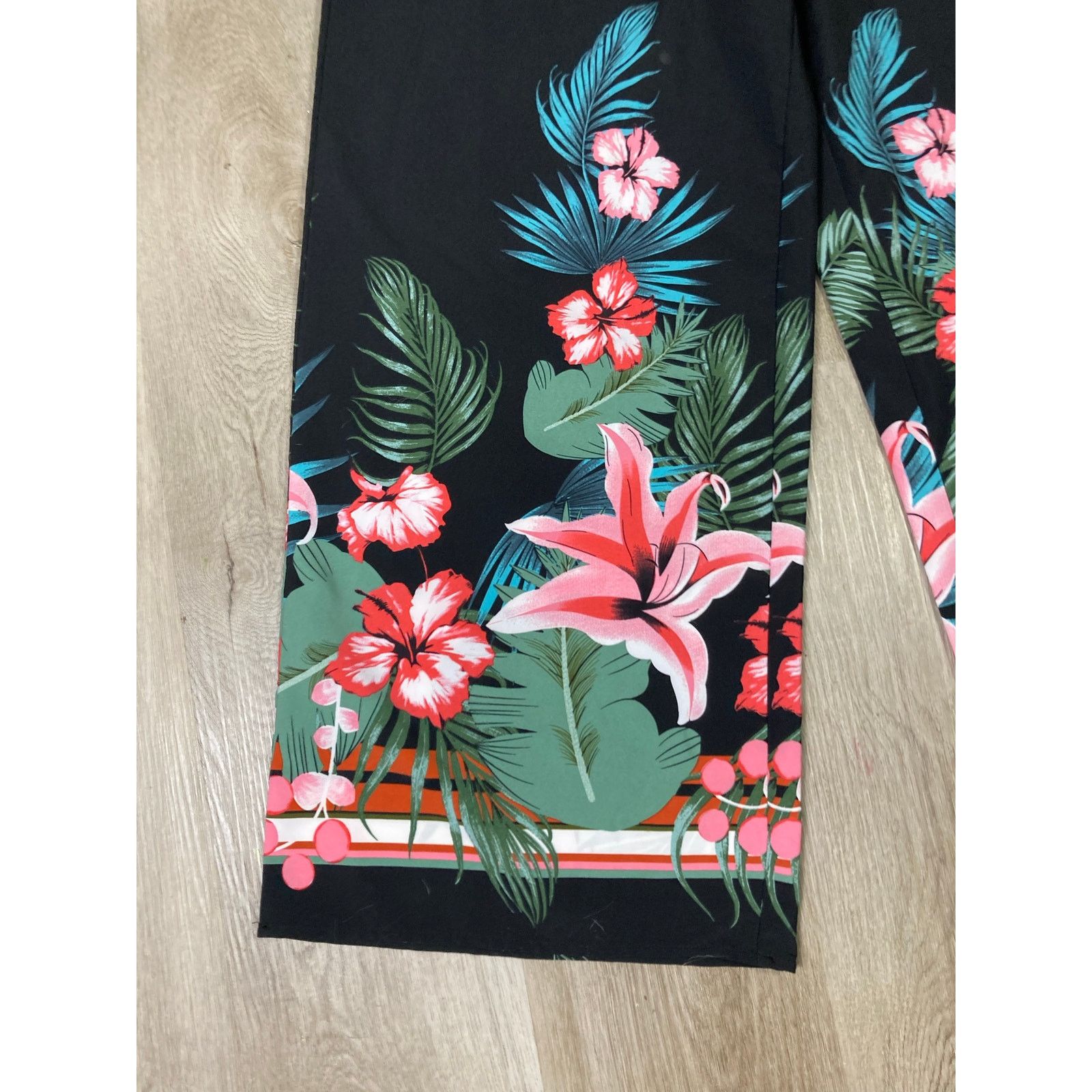 Other Emery Rose Women's Large Wide-Leg Pants Black Tropical Size 28" / US 6 / IT 42 - 9 Thumbnail