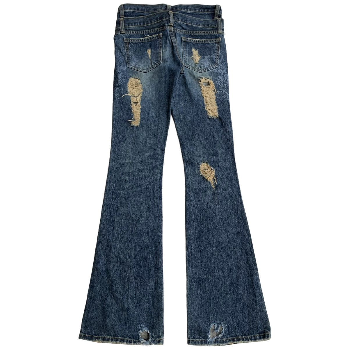 Japanese Brand × Vintage 2000s Spiral Girl Mud Wash Double Waist Flared Jeans Size 28" / US 6 / IT 42 - 5 Thumbnail