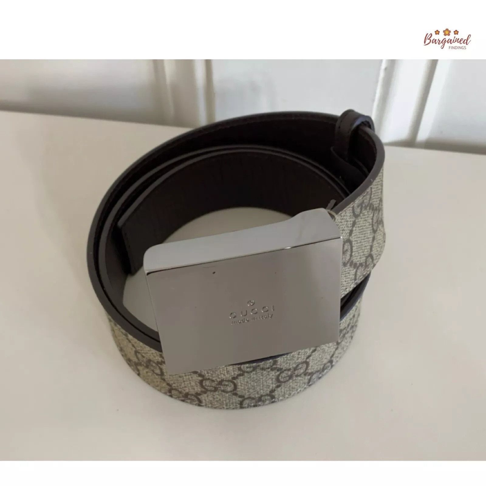 Gucci Gucci GG Plus Monogram Canvas Silver Square Buckle Belt Size 30 - 1 Thumbnail