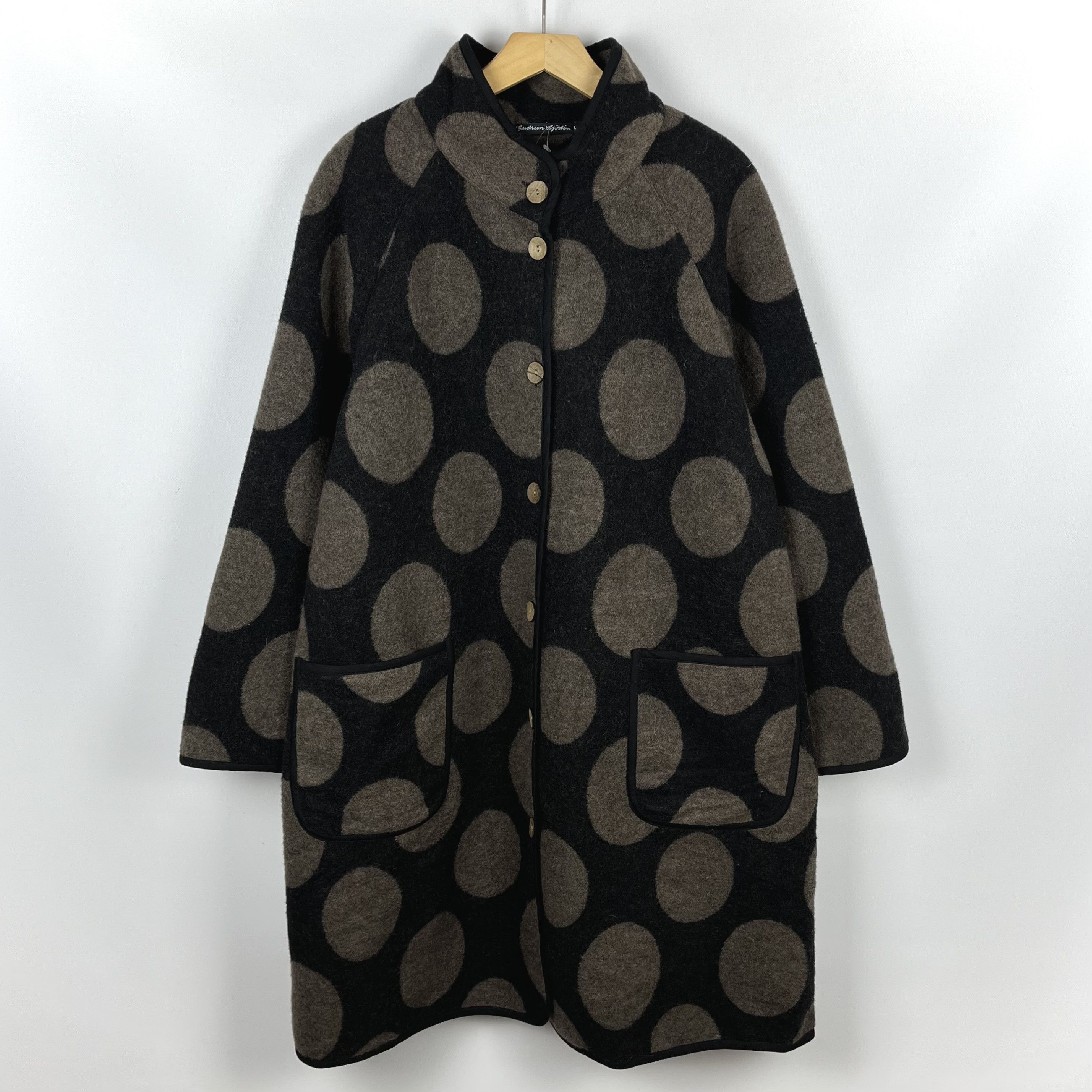 Gudrun Sjoden Ladies Gudrun Sjoden Polka Dot Wool Coat Size L / US 10 / IT 46 - 1 Thumbnail