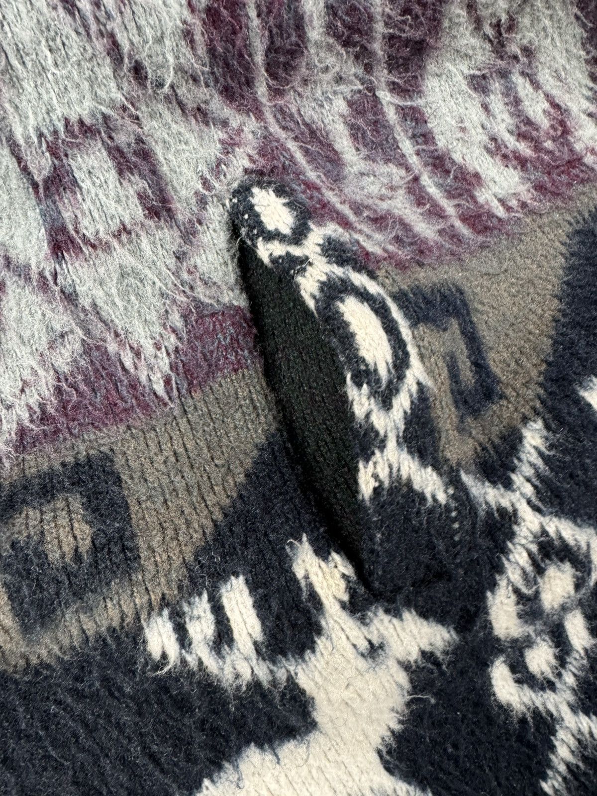 Handmade × Vintage Vintage 90s Andes handmade fuzzy knit sweater hoodie Size US L / EU 52-54 / 3 - 10 Thumbnail
