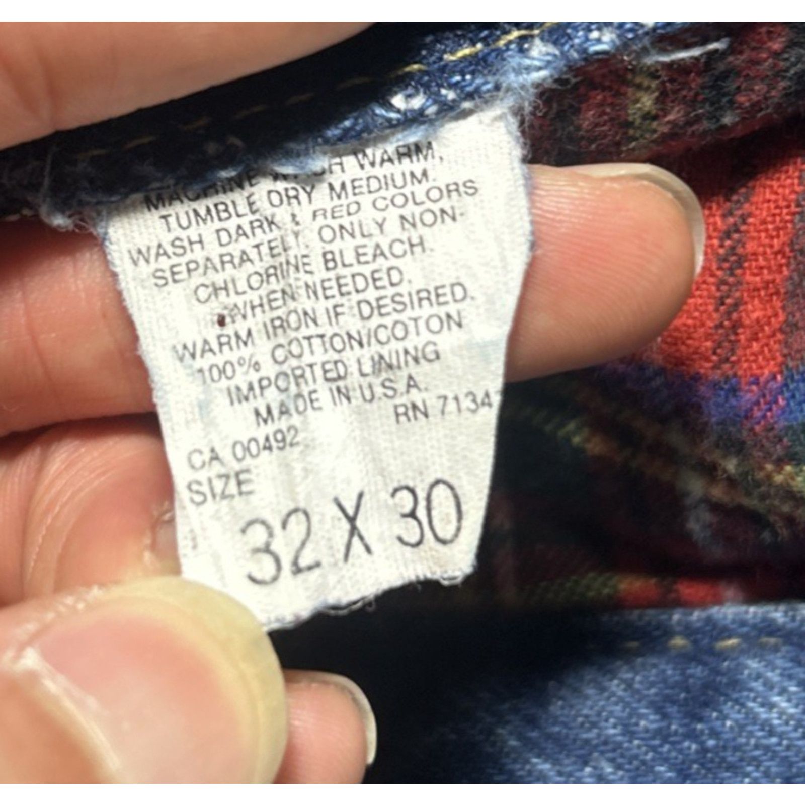 L.L. Bean USA LL Bean Flannel Lined Straight Jeans Mens 31x30 Plaid Size US 31 - 4 Thumbnail