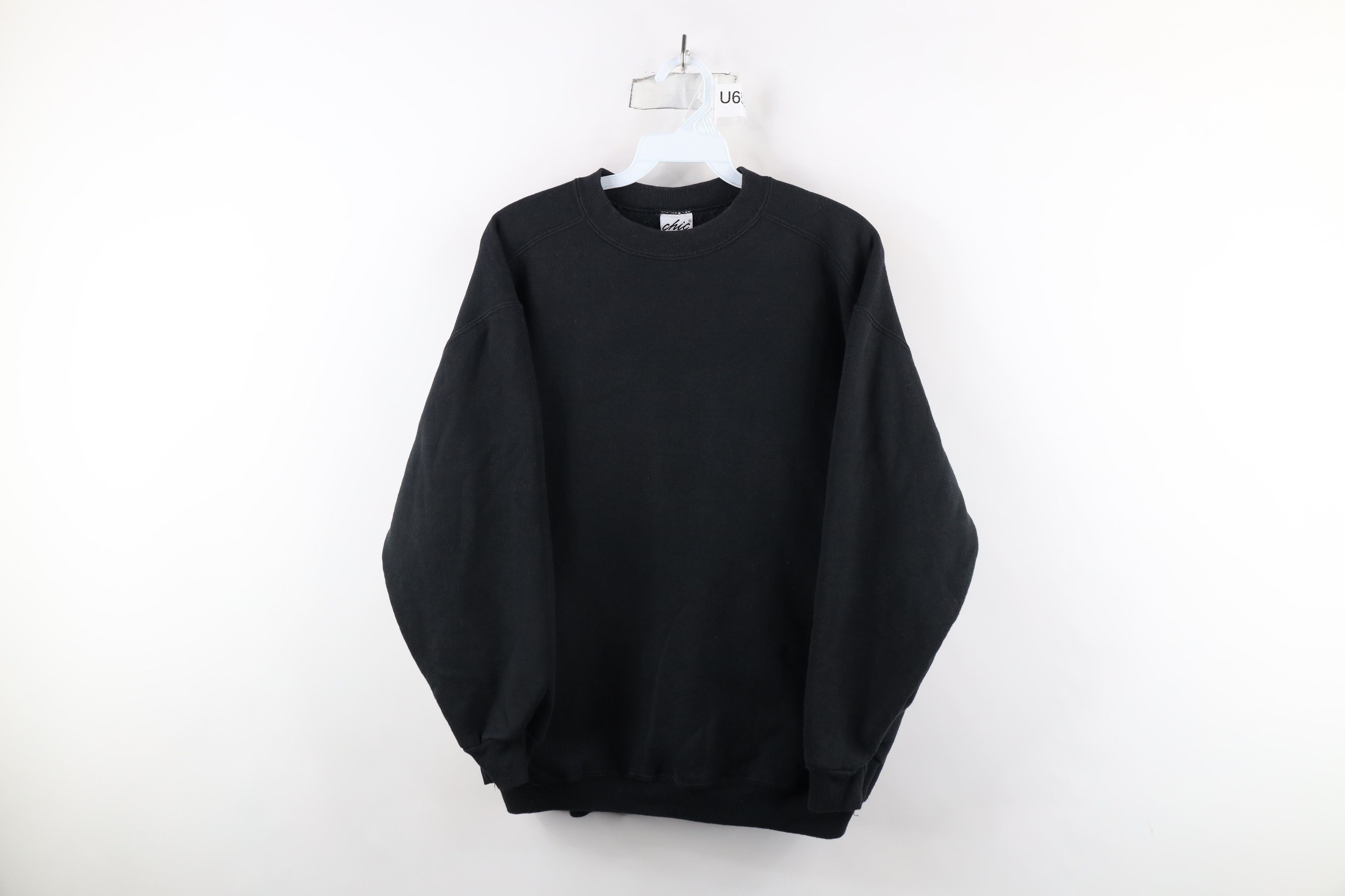 Vintage Vintage 90s Streetwear Blank Crewneck Sweatshirt Black USA Size M / US 6-8 / IT 42-44 - 1 Thumbnail