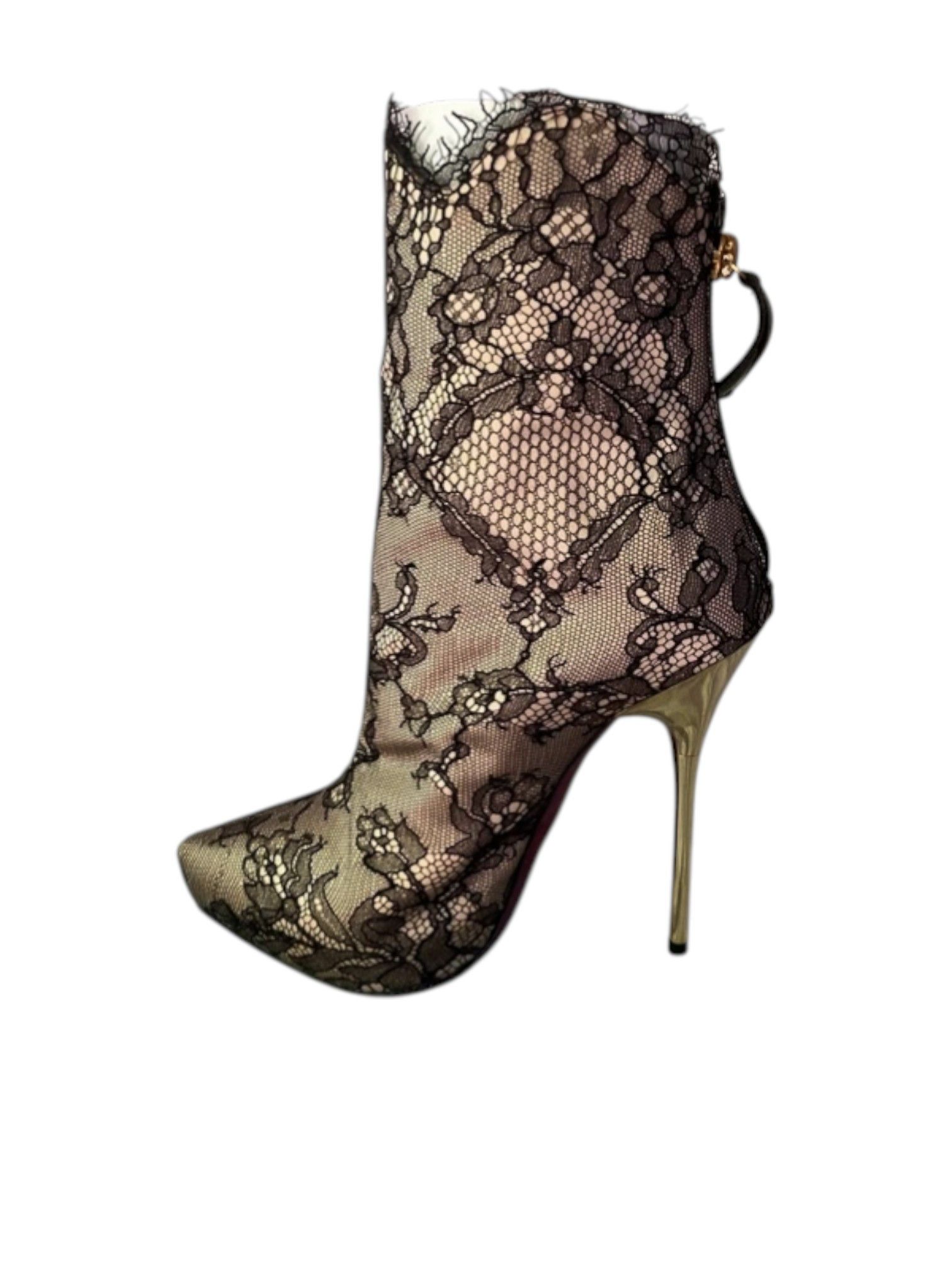 Dsquared2 Dsquared² Lace Overlay Stiletto Ankle Boots Size US 5 / IT 35 - 5 Thumbnail