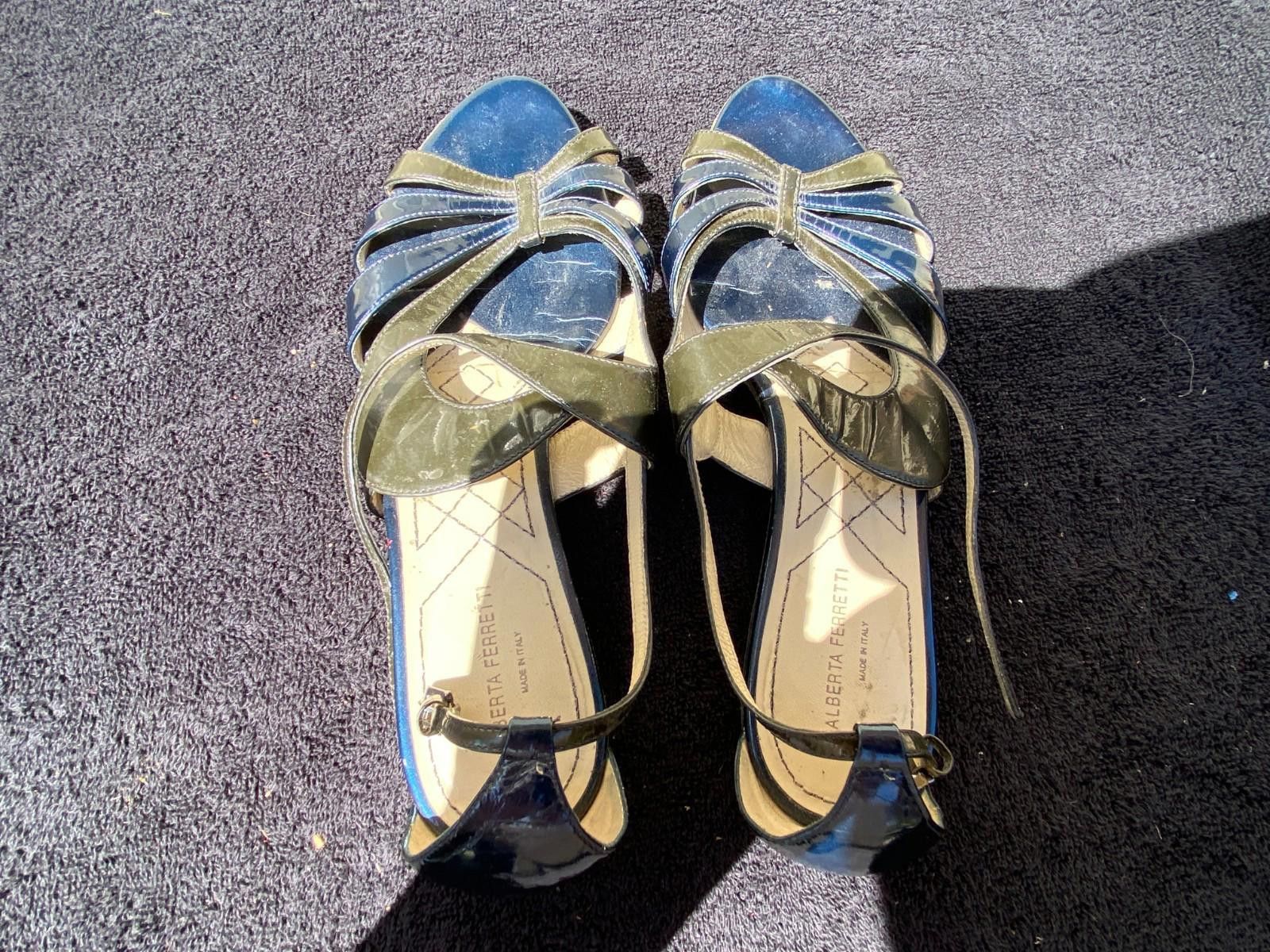 Alberta Ferretti Women Alberta Ferretti X Strap Slingback Flat 37.5 Blue S622 Size US 7 / IT 37 - 2 Thumbnail
