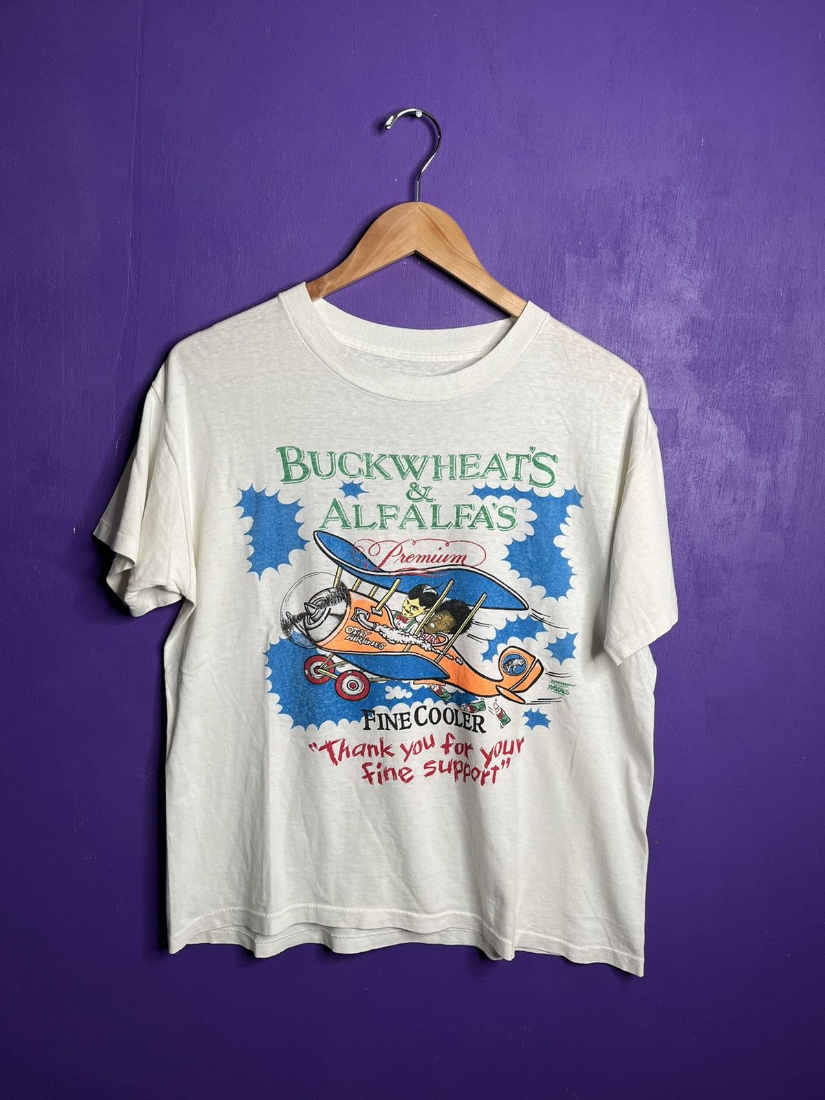 Vintage 80s/90s Buckwheat and Alfalfas plane t-shirt