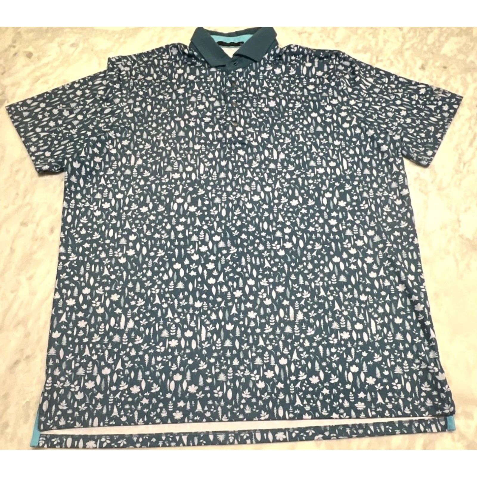 Vintage Greyson Golf Polo Shirt Men’s XL Magical Fern Blue Talking Rock Stretch Size US XL / EU 56 / 4 - 2 Thumbnail