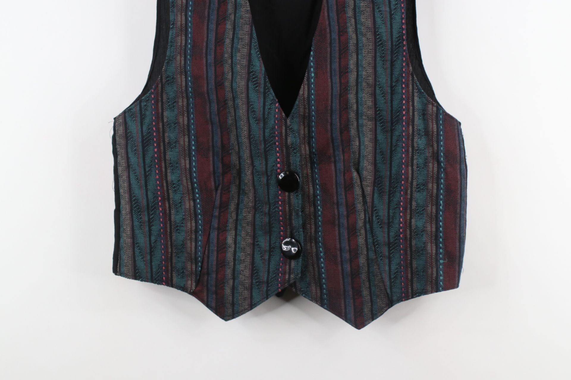 Vintage Vintage 90s Streetwear Rainbow Tapestry Knit Tie Back Vest Size L / US 10 / IT 46 - 3 Thumbnail