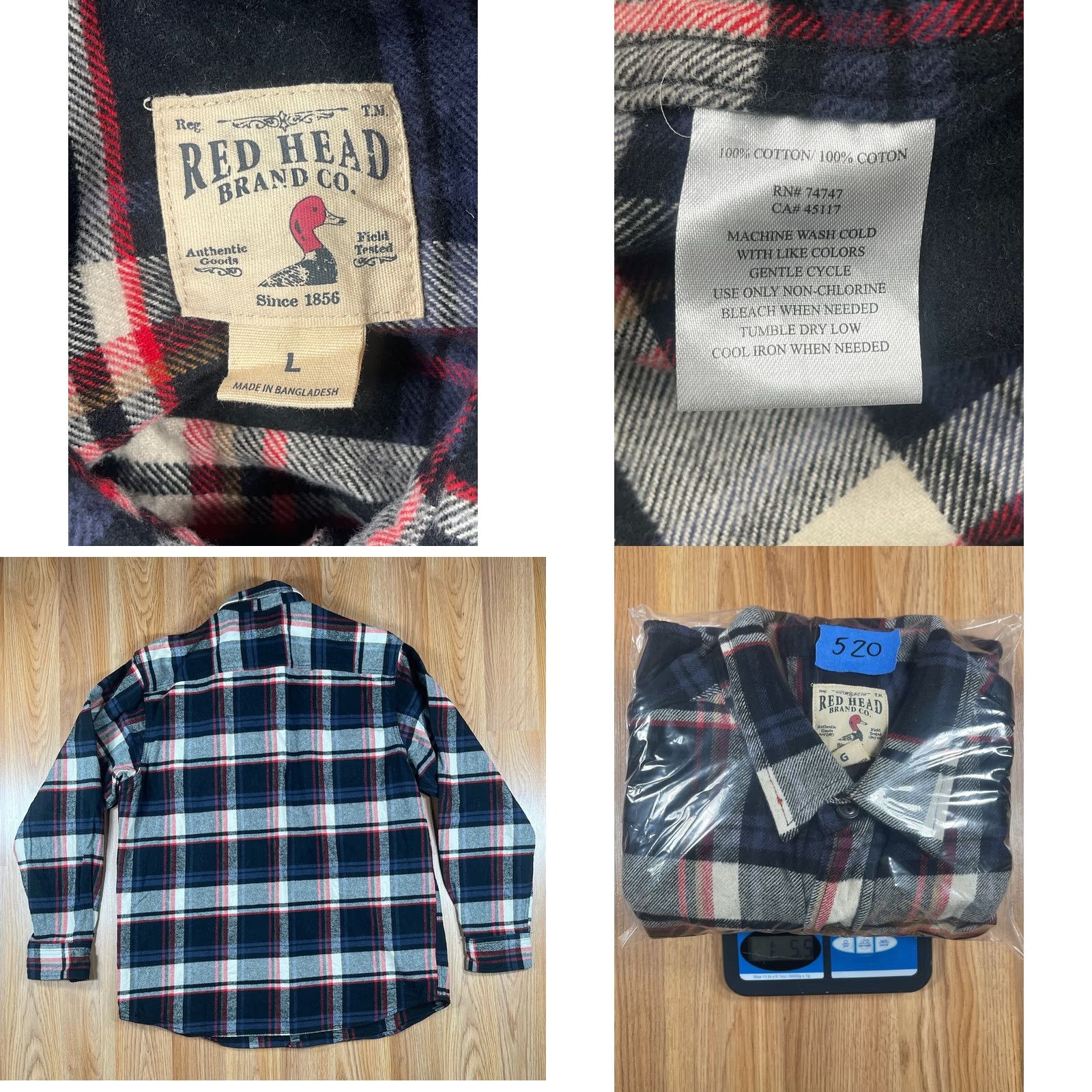 Vintage VINTAGE Red Head Brand Co Heavy Cotton Button Front Plaid Long Sleeve Flannel Mens L Size US L / EU 52-54 / 3 - 8 Thumbnail