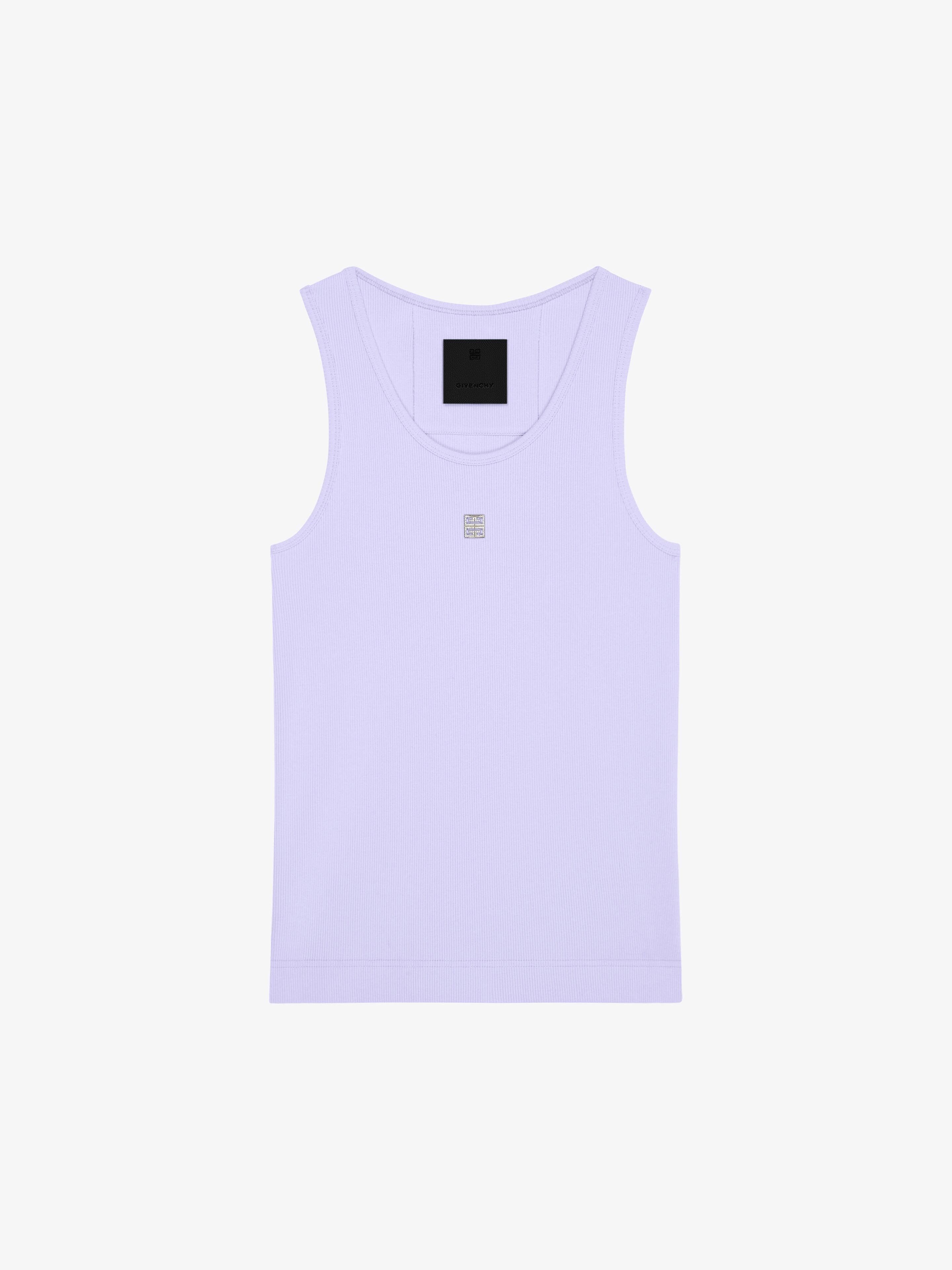 image of Givenchy O1Srvl11E0524 4G Ribbed-Knit Cotton Tank Top In Light Purple, Women's (Size Medium)