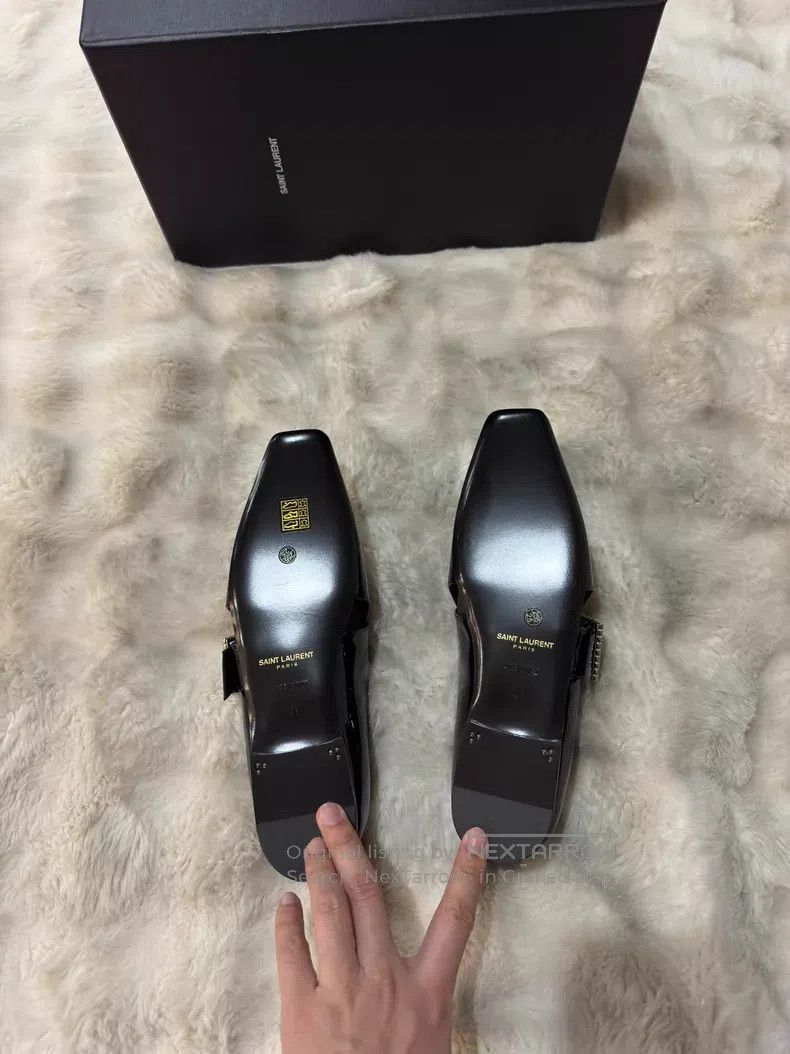 Saint Laurent Paris Saint Laurent Paris Crystal Buckle Loafers Leather Shoes Size US 8 / EU 41 - 5 Thumbnail