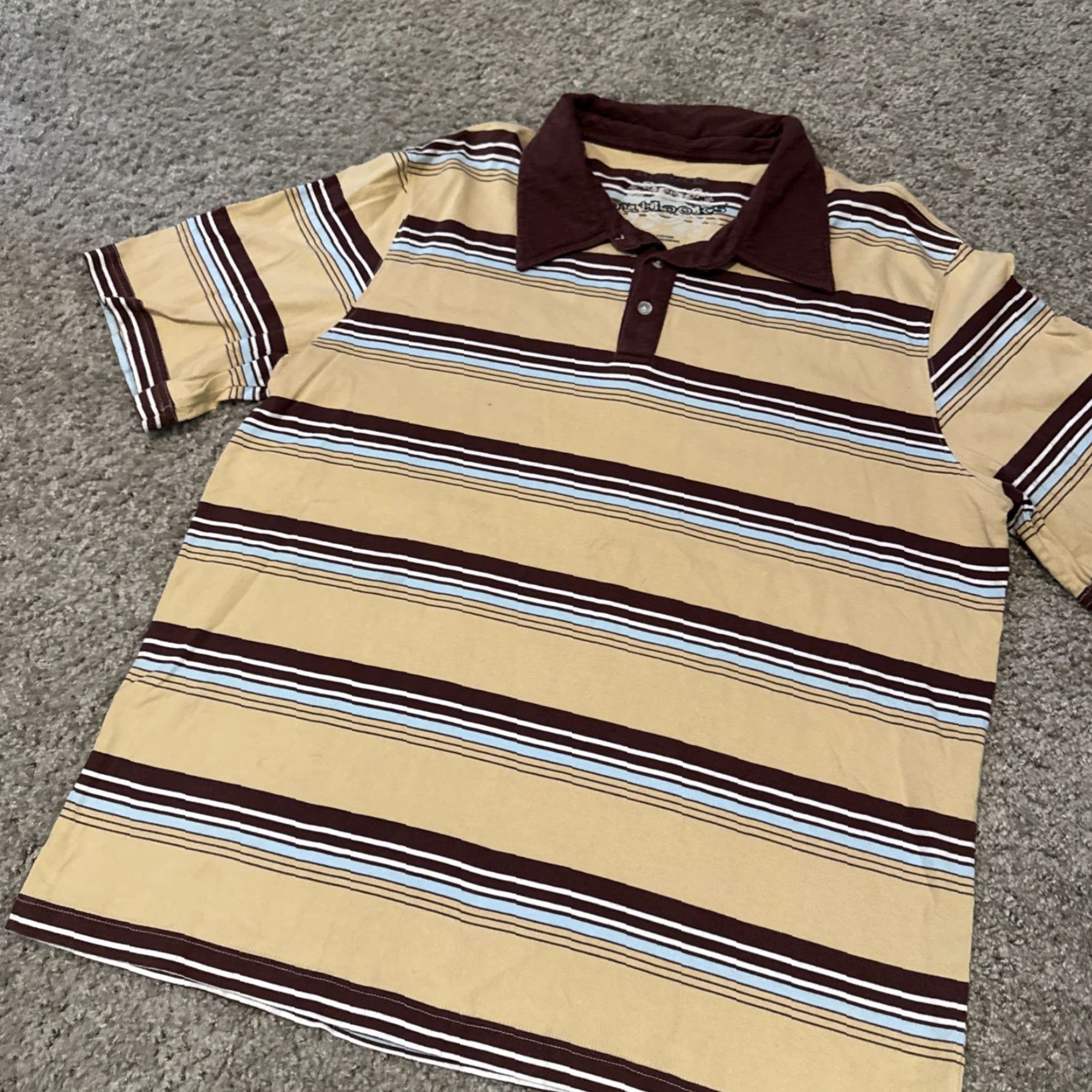 Vintage VINTAGE Outlooks Polo Shirt Mens M Brown Blue Stripe Collared Shirt Size US M / EU 48-50 / 2 - 3 Thumbnail