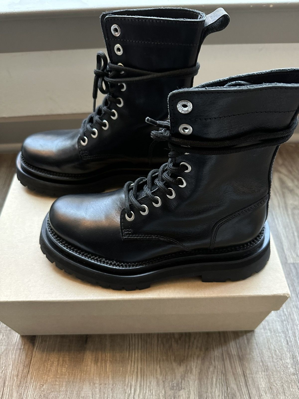 AMI AMI Paris Alexandre Mattiussi Calfskin Military Chunky Boots Size US 7.5 / EU 40-41 - 1 Thumbnail