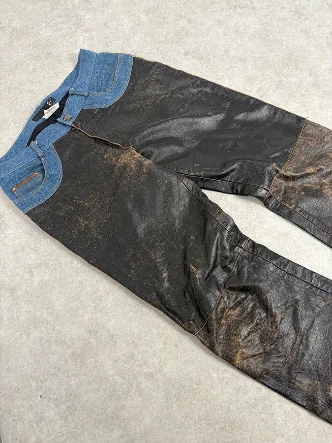 Just Cavalli 2000s Cavalli Brown Faded Leather Pants Size US 32 / EU 48 - 5 Thumbnail