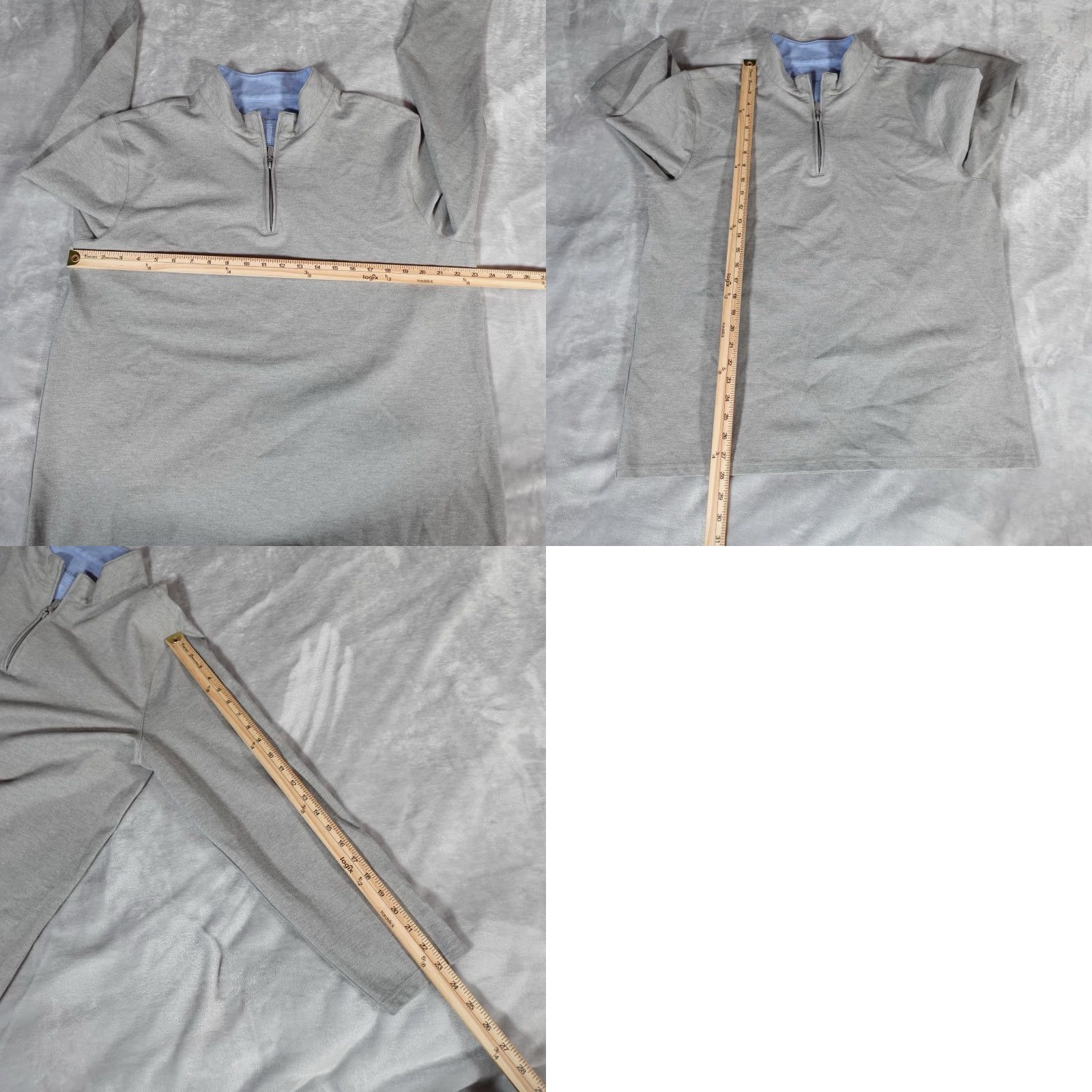 Mizzen+Main Mizzen Main 1/4 Zip Pullover Sweater Mens XL Gray Stretch Athletic Golf Mock Neck Long Sleeve Size US XL / EU 56 / 4 - 8 Thumbnail