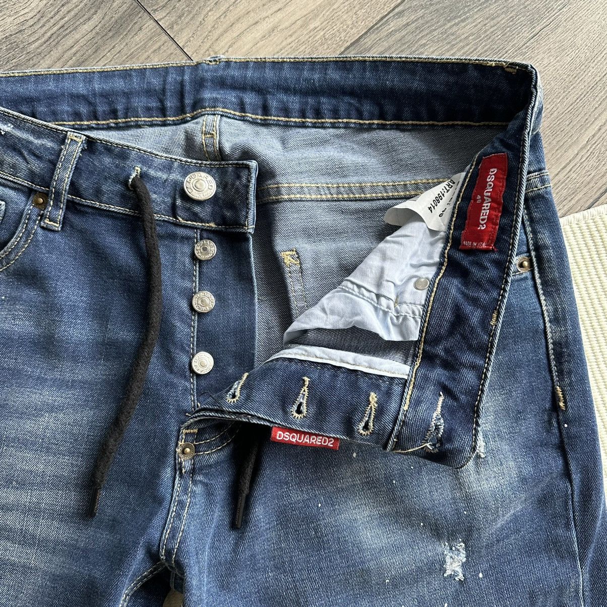 Dsquared2 DSQUARED2 Distressed Paint Splatter Slim Fit Blue Jeans Size US 32 / EU 48 - 4 Thumbnail