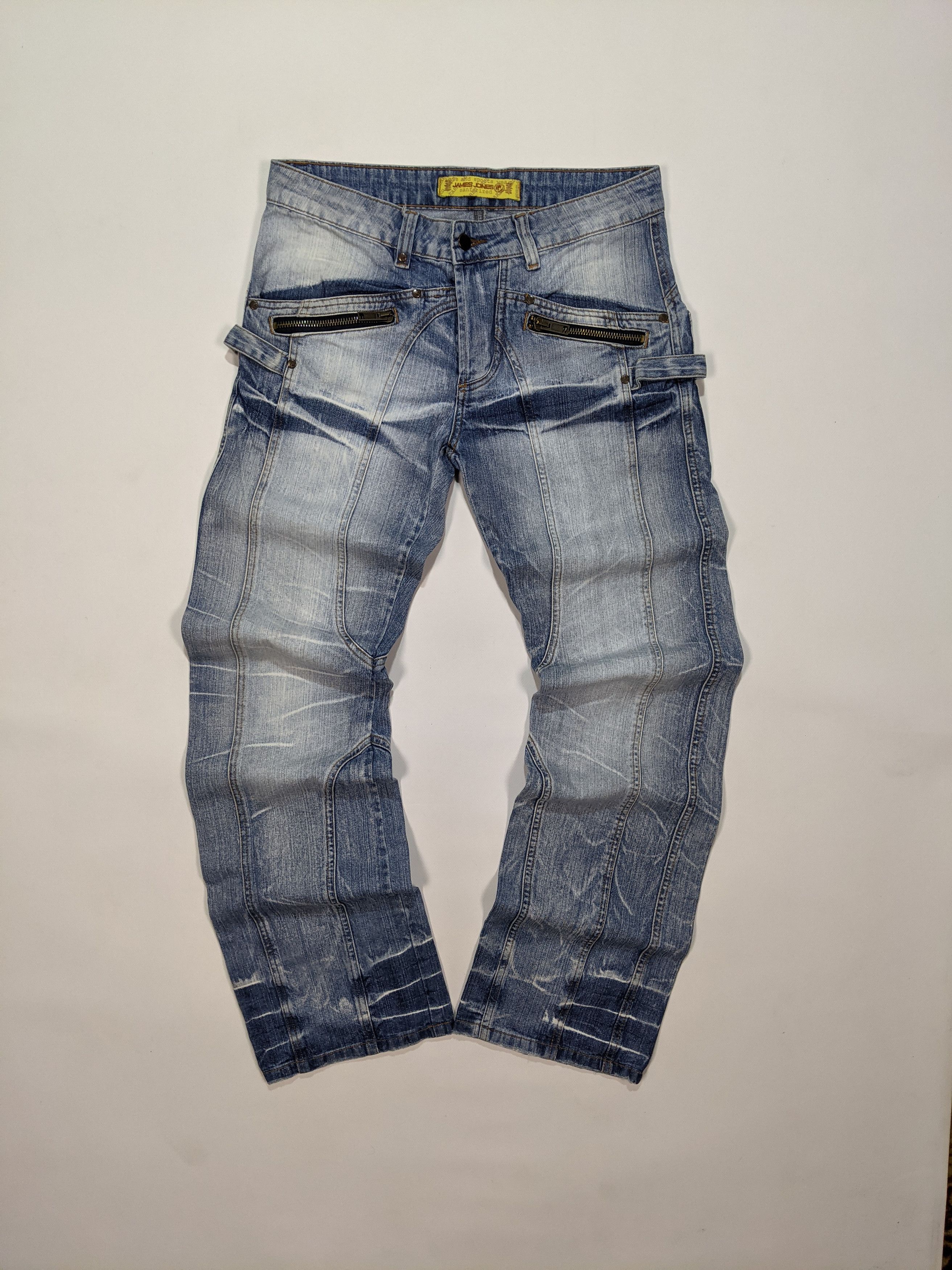 Japanese Brand × Vintage VTG Wide Light Blue Y2k Distressed Boiled Mens Jeans Size US 32 / EU 48 - 2 Thumbnail