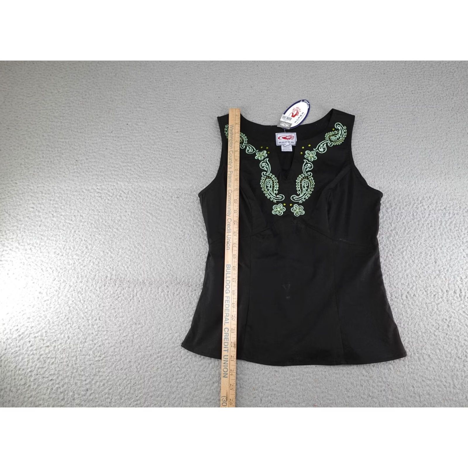 Roper Roper Shirt Womens Small Black Sleeveless Embroidered Western Paisley Beaded Tank Top Size S / US 4 / IT 40 - 4 Thumbnail