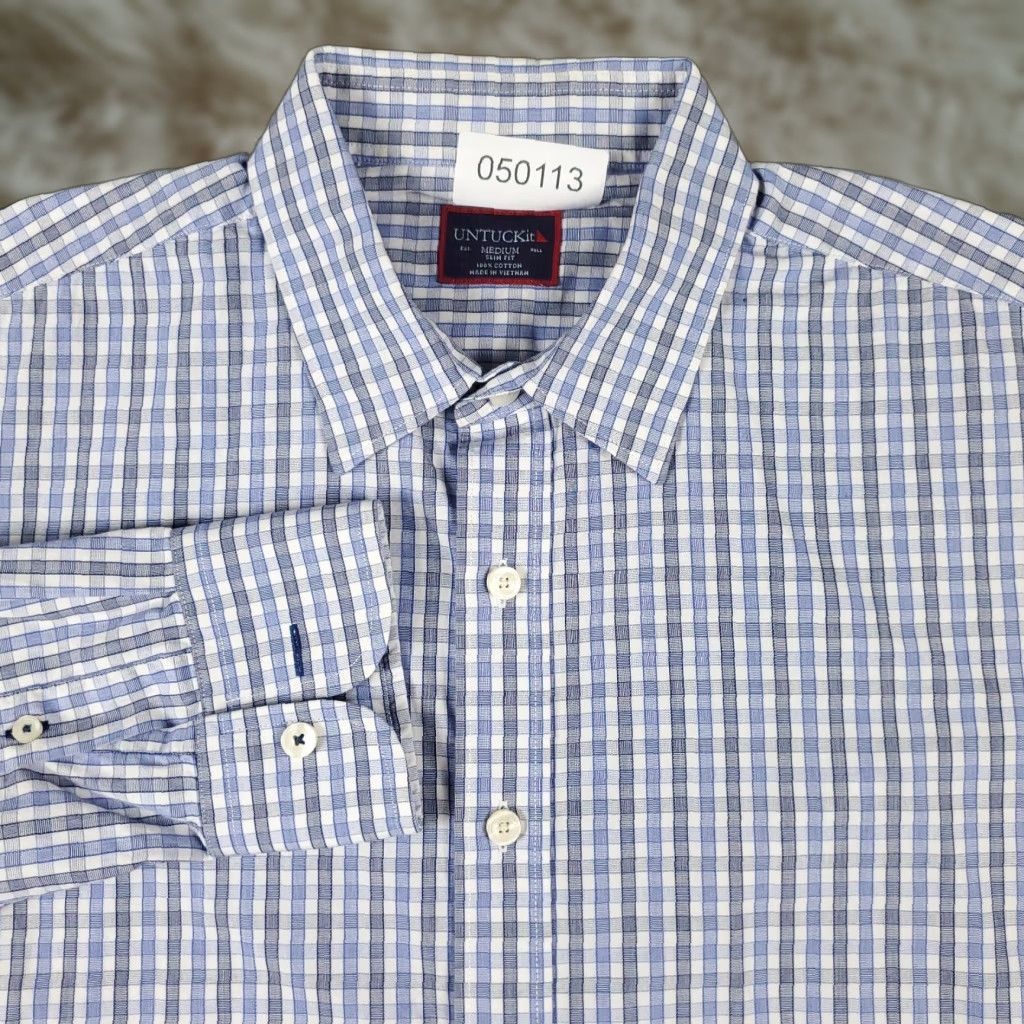 UNTUCKit UNTUCKit Blue Plaid Button-Up Shirt Long Sleeve Adult Medium Casual Mens Size US M / EU 48-50 / 2 - 1 Thumbnail