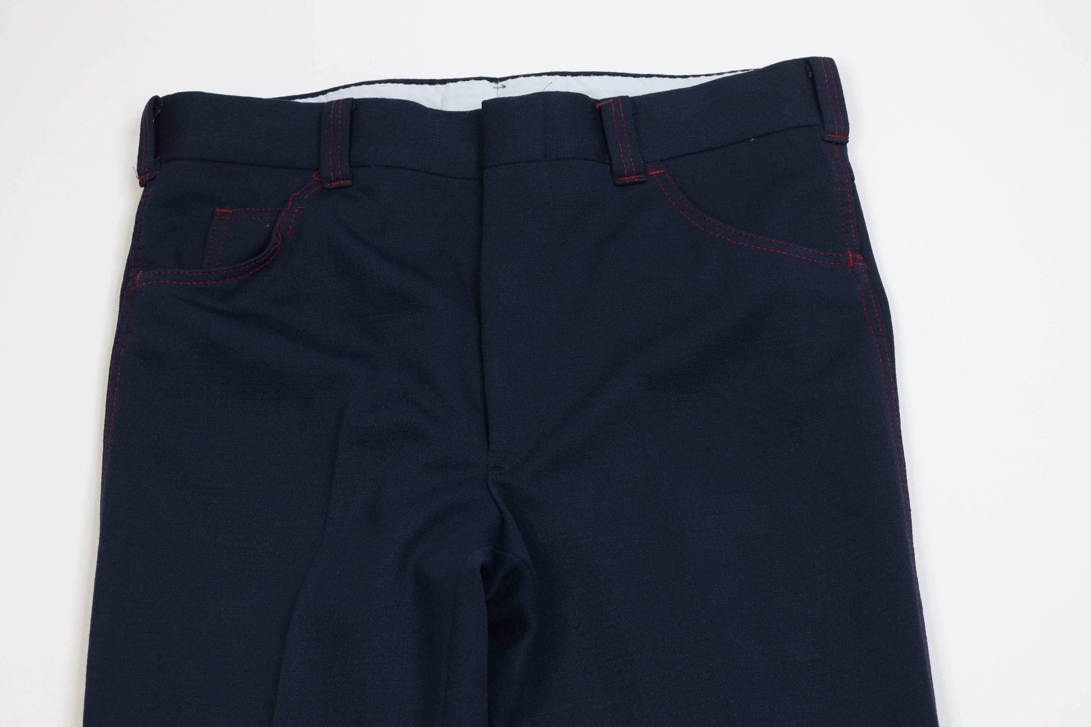 Vintage Vintage 70s Streetwear Flared Wide Leg Chino Pants Blue USA Size US 34 / EU 50 - 2 Thumbnail