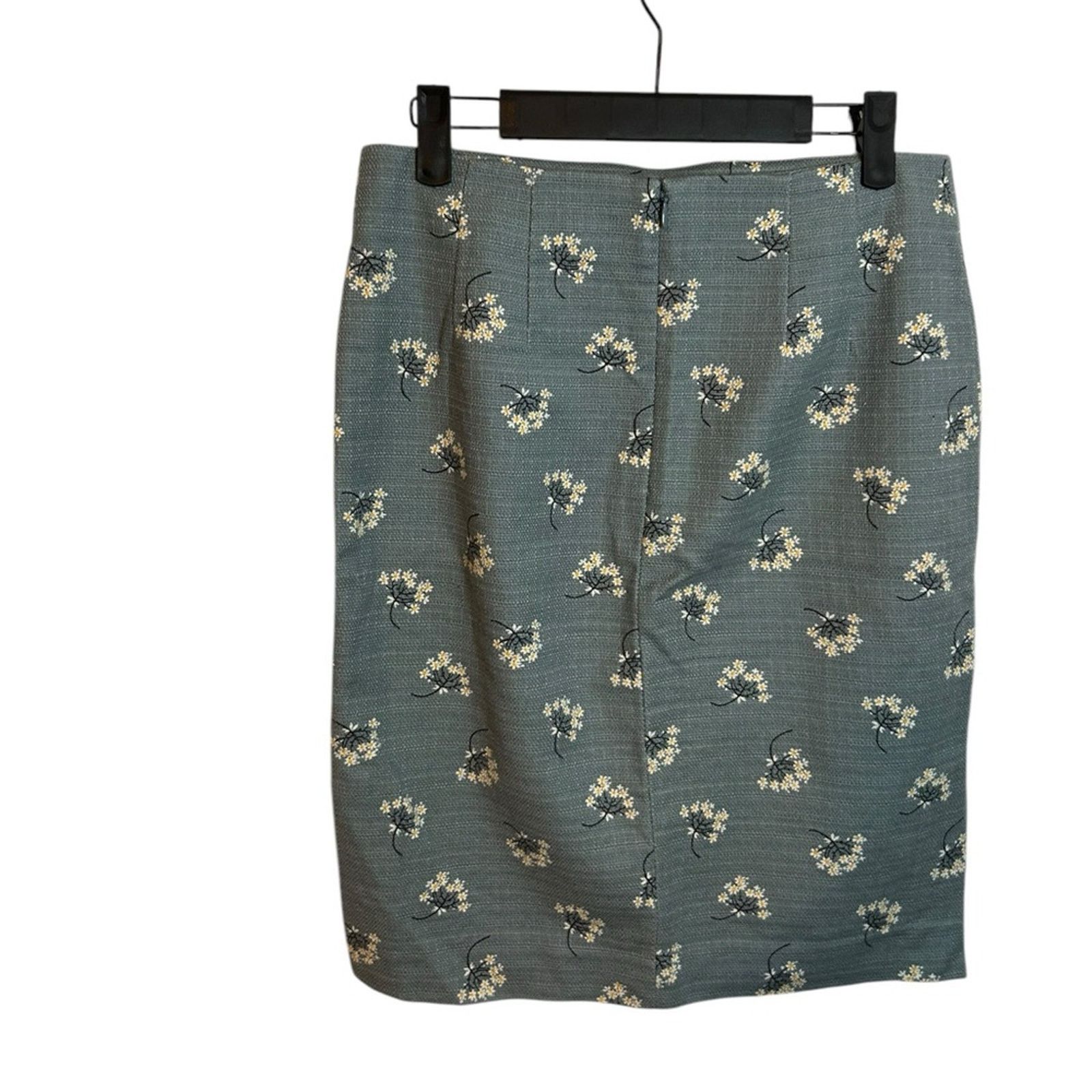 Loft Loft Slate Blue Floral Pencil Skirt Size 27" / US 4 / IT 40 - 2 Thumbnail
