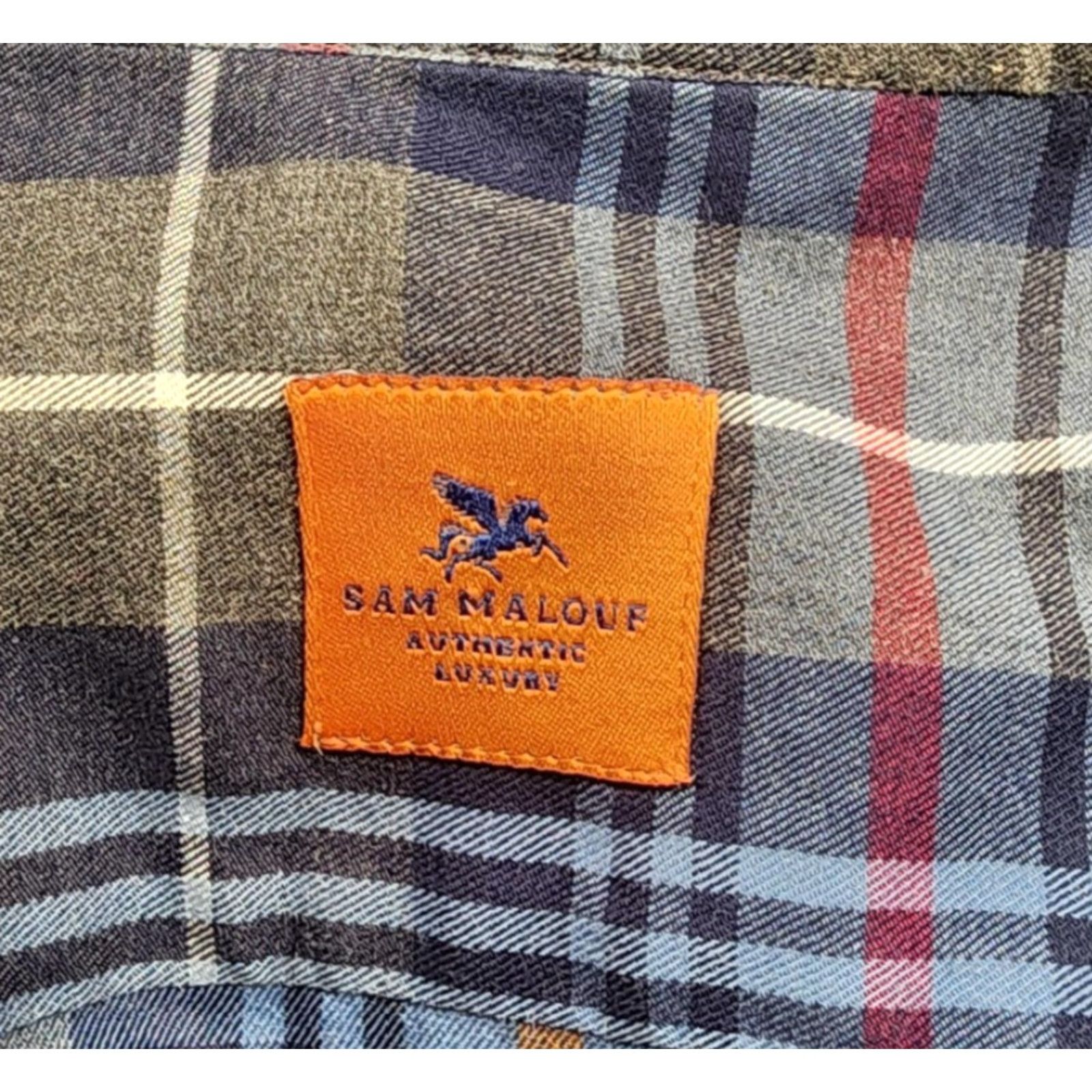 Vintage Sam Malouf Shirt Mens XL Plaid Button Down Long Sleeve Luxury Made in Romania Size US XL / EU 56 / 4 - 6 Thumbnail