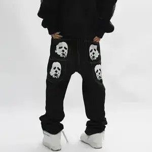 Japanese Brand FACES Graphic Painted Black Denim Jeans Size US 32 / EU 48 - 3 Thumbnail