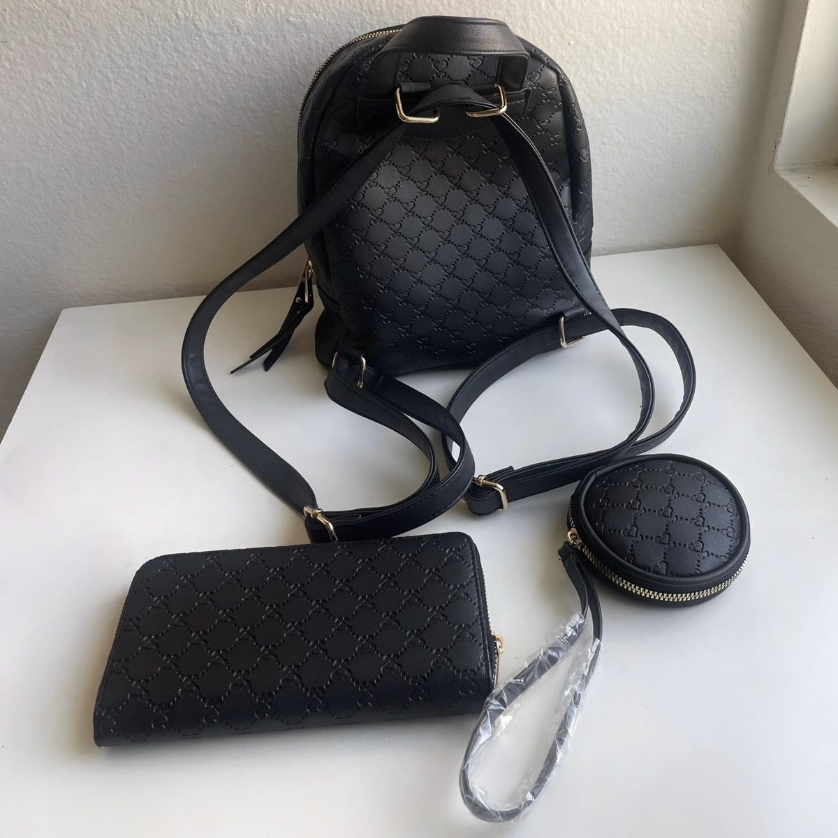 Other Black Quilted Mini Backpack Set with Wallet and Coin Pouch Size ONE SIZE - 2 Thumbnail