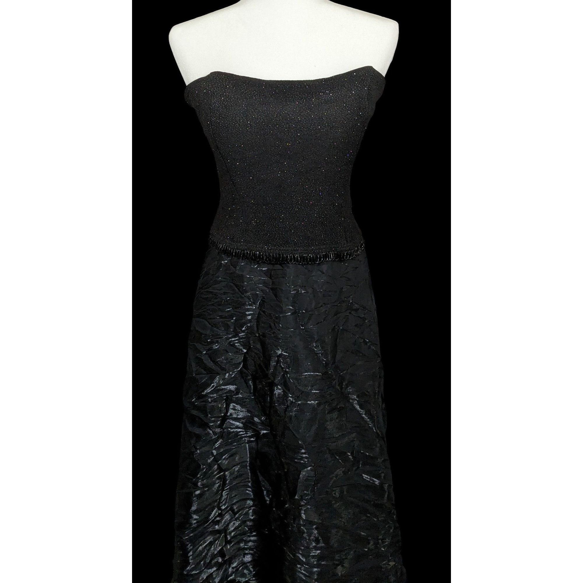 Other Vintage Y2K Gothic Formal Black Strapless Gown Size L / US 10 / IT 46 - 8 Thumbnail