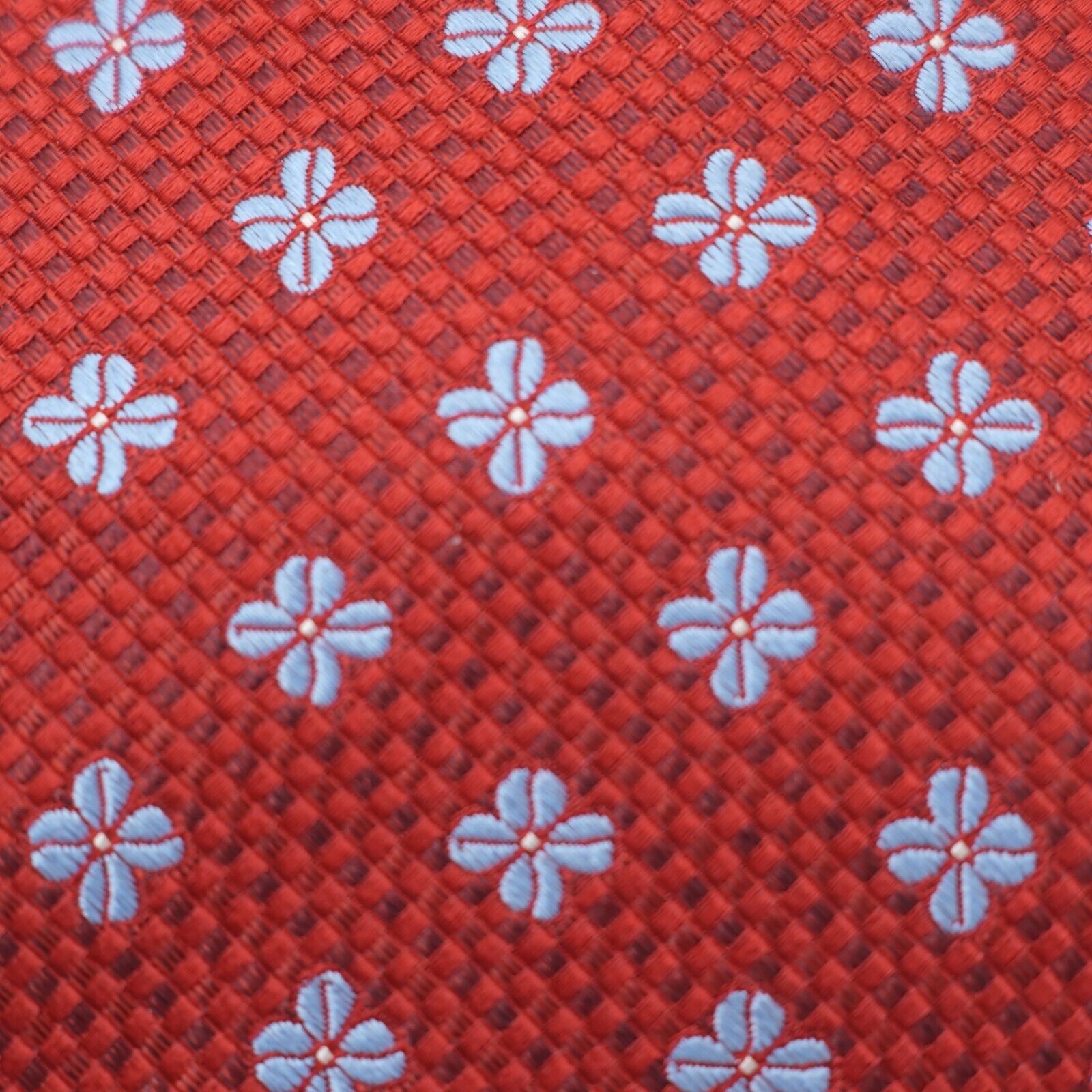 Hart Schaffner Marx Hart Schaffner Marx Red Blue Floral Geometric Woven Silk Tie Size ONE SIZE - 2 Thumbnail