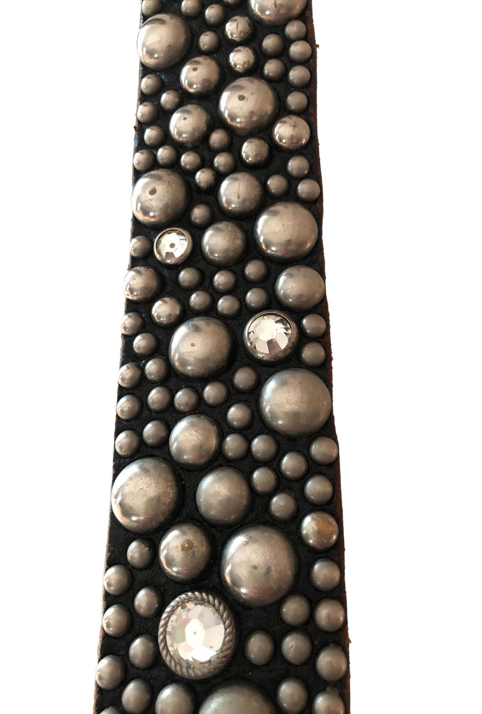 Genuine Leather Vintage Leather Studded Belt By Old Stud Handmade Size 34 - 8 Thumbnail