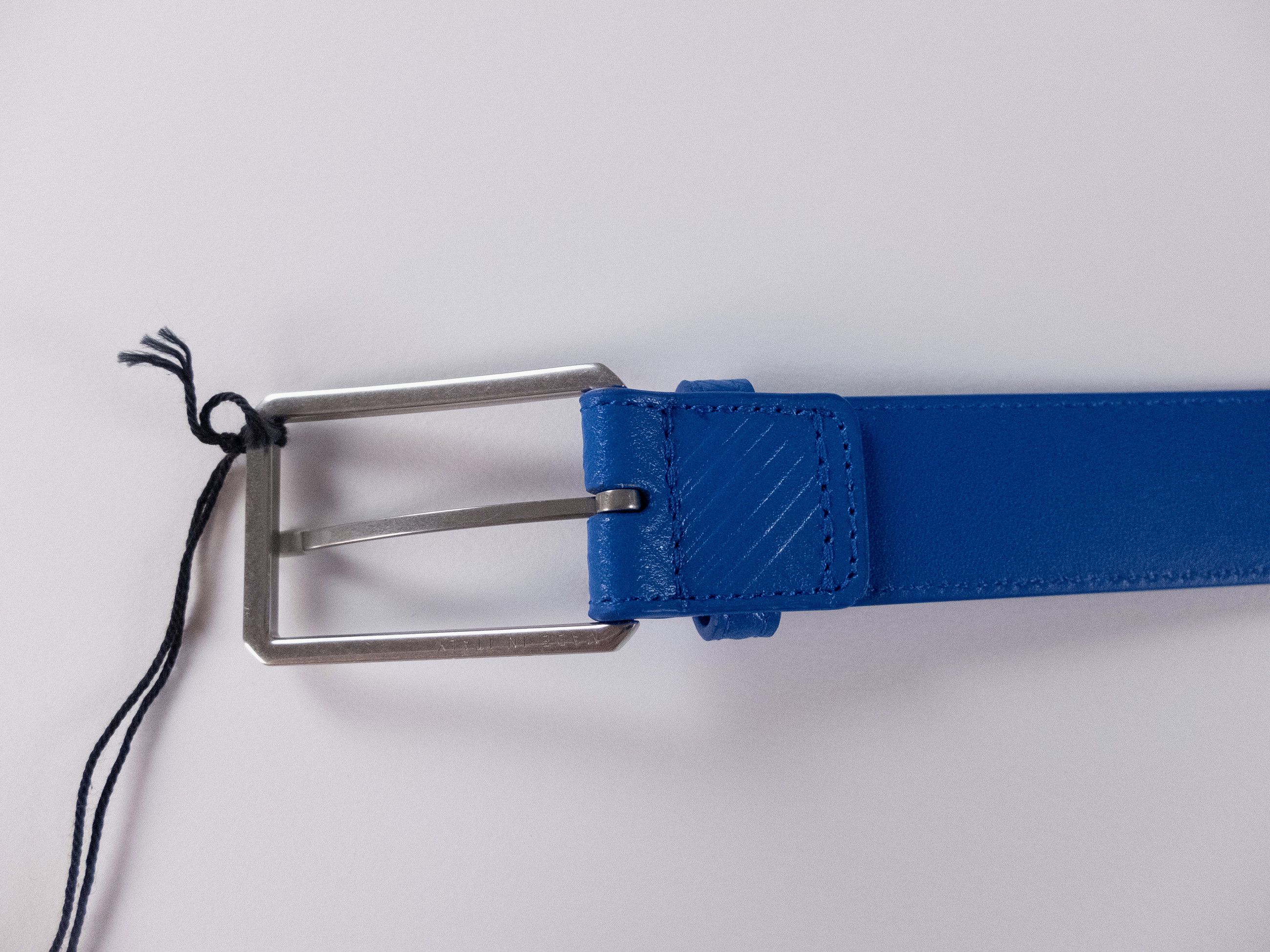 Bottega Veneta BOTTEGA VENETA blue intrecciato embossed leather belt 95 Size 36 - 4 Thumbnail