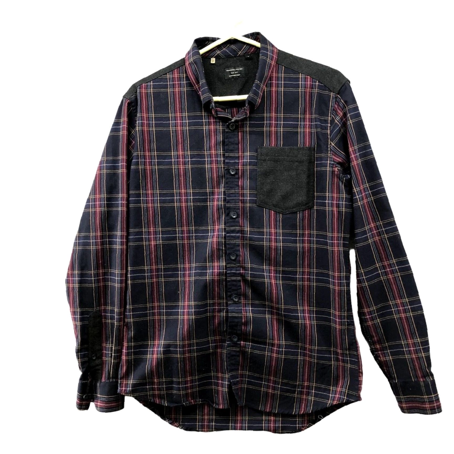 Vintage 7 Diamonds Button-Down Shirt Mens S Long Sleeve Plaid Purple Navy Gray Cotton Blend Size US S / EU 44-46 / 1 - 2 Thumbnail